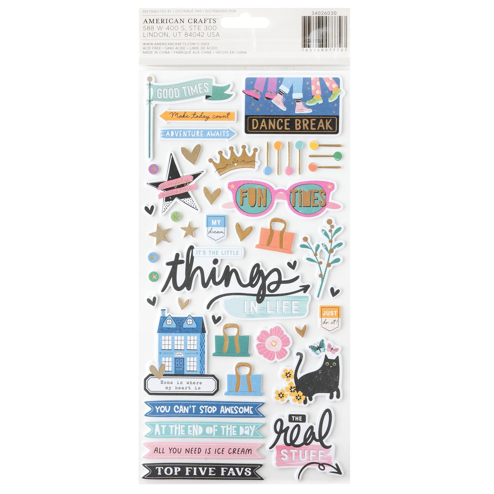 Vicki Boutin Bold And Bright Thickers Dimensional Stickers, 92 pcs