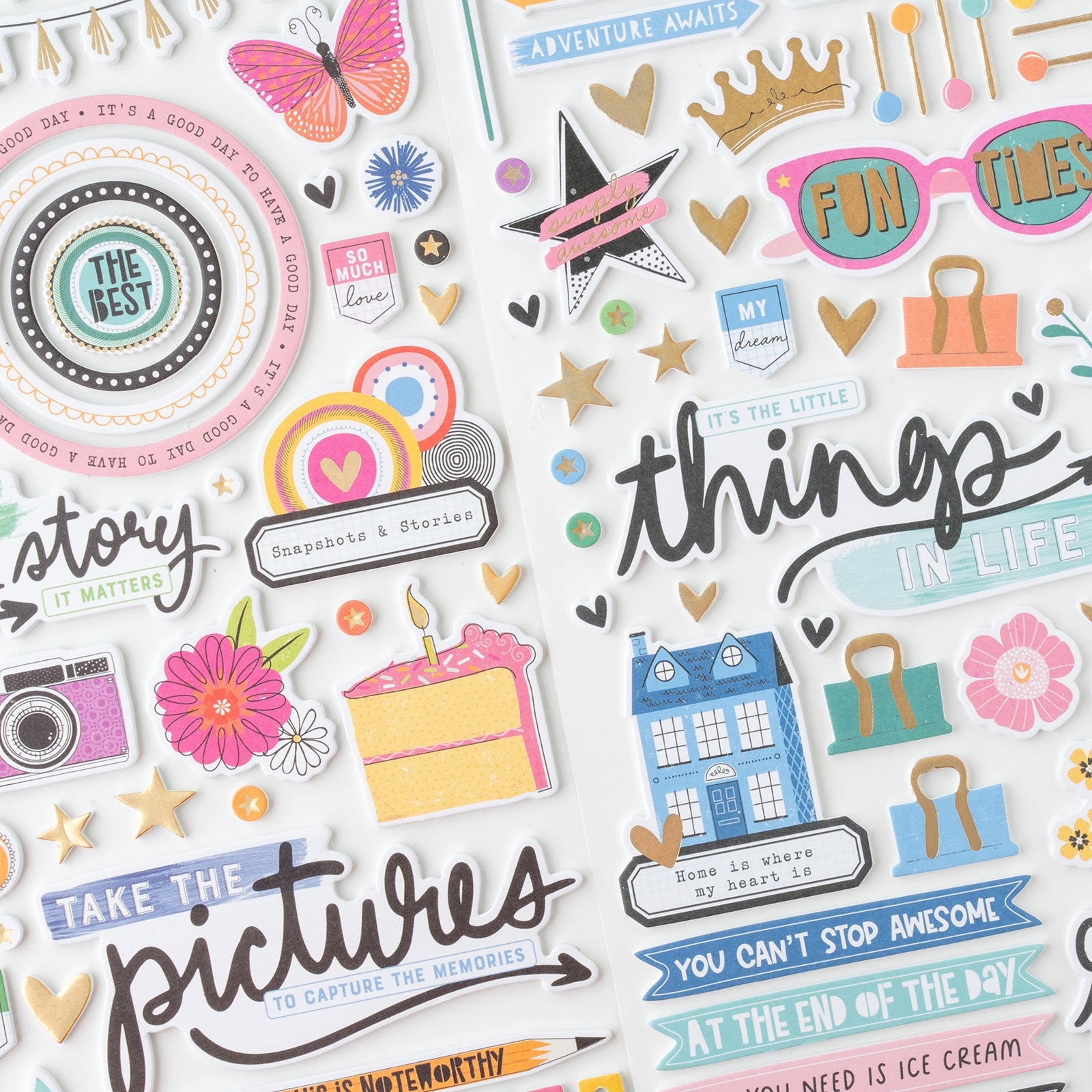 Vicki Boutin Bold And Bright Thickers Dimensional Stickers, 92 pcs