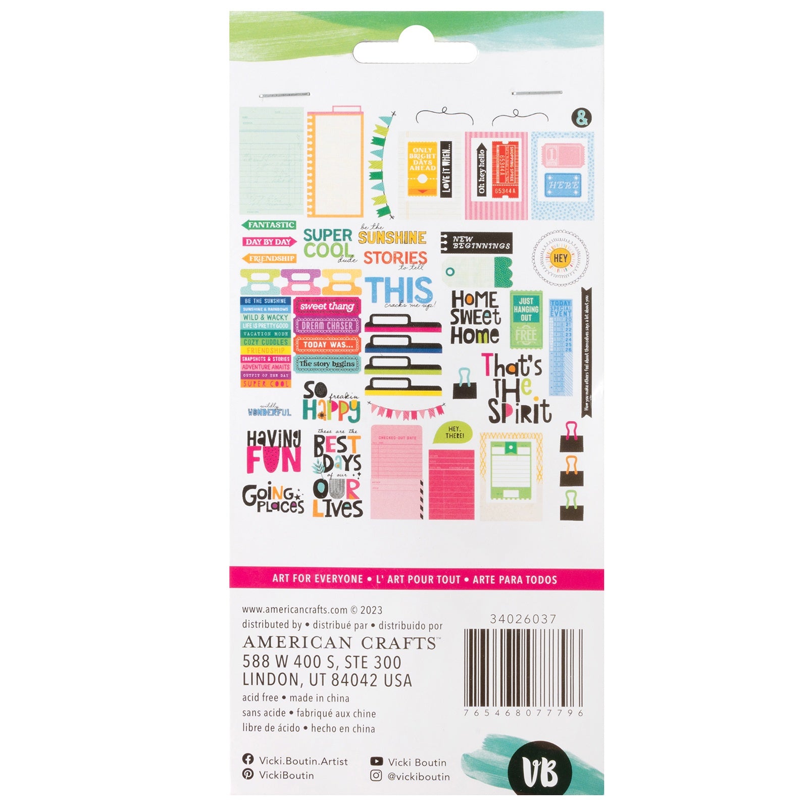 Vicki Boutin Bold And Bright Journaling Ephemera, 56 pcs