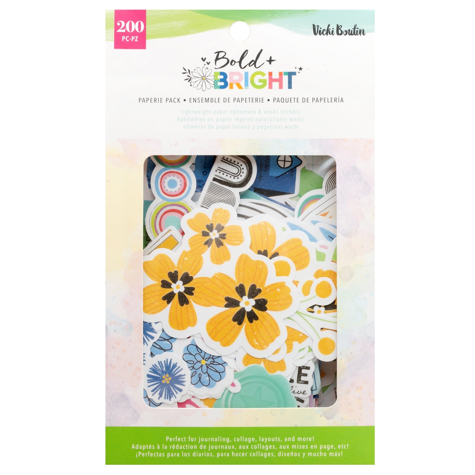 Vicki Boutin Bold And Bright Paperie Ephemera Pack - 200 Pieces