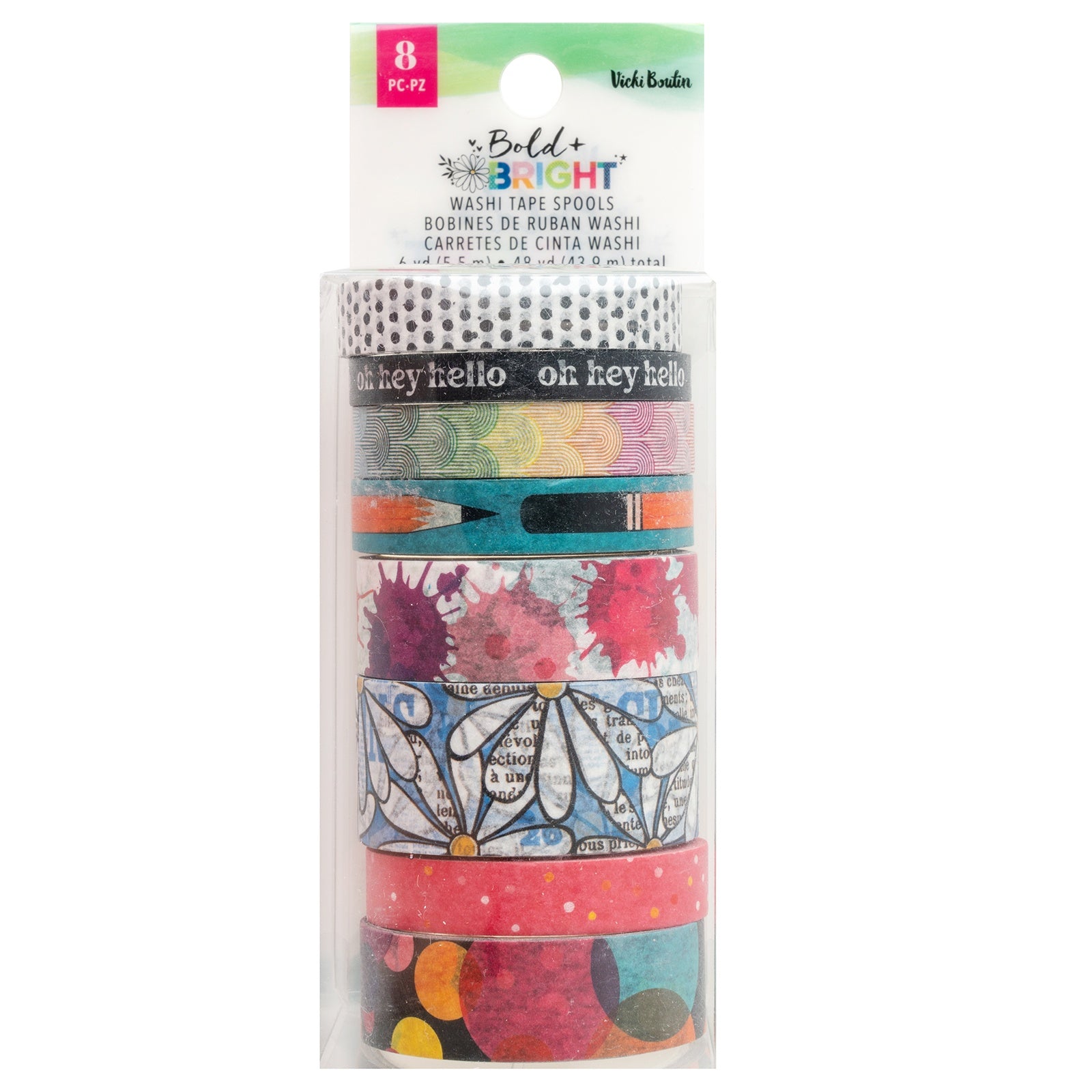 Vicki Boutin Bold And Bright Washi Tape - 8 pack