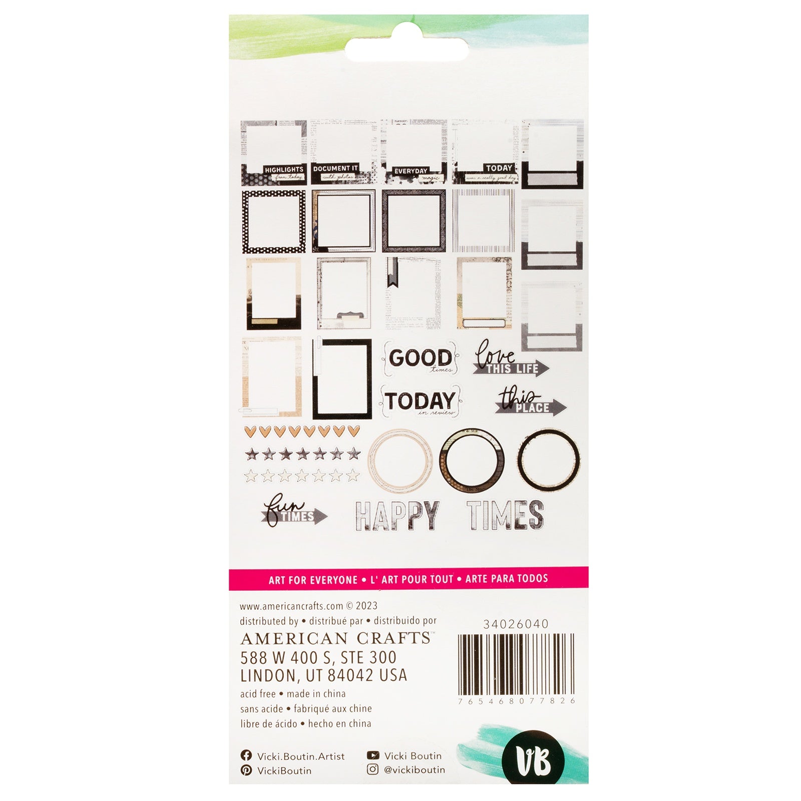 Vicki Boutin Bold And Bright Paperboard Frames