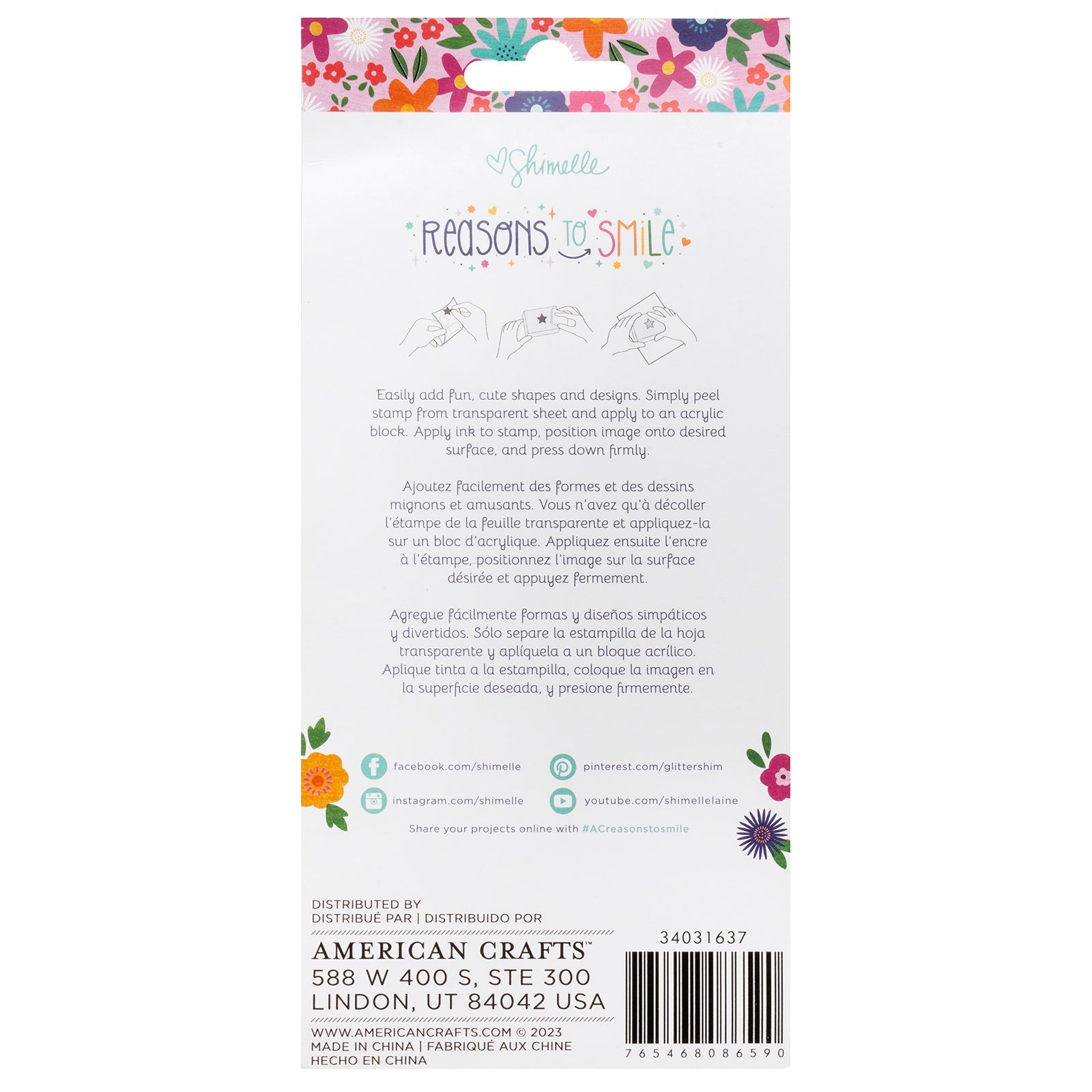 Shimelle Reasons To Smile Acrylic Stamp Set - 10 Pieces