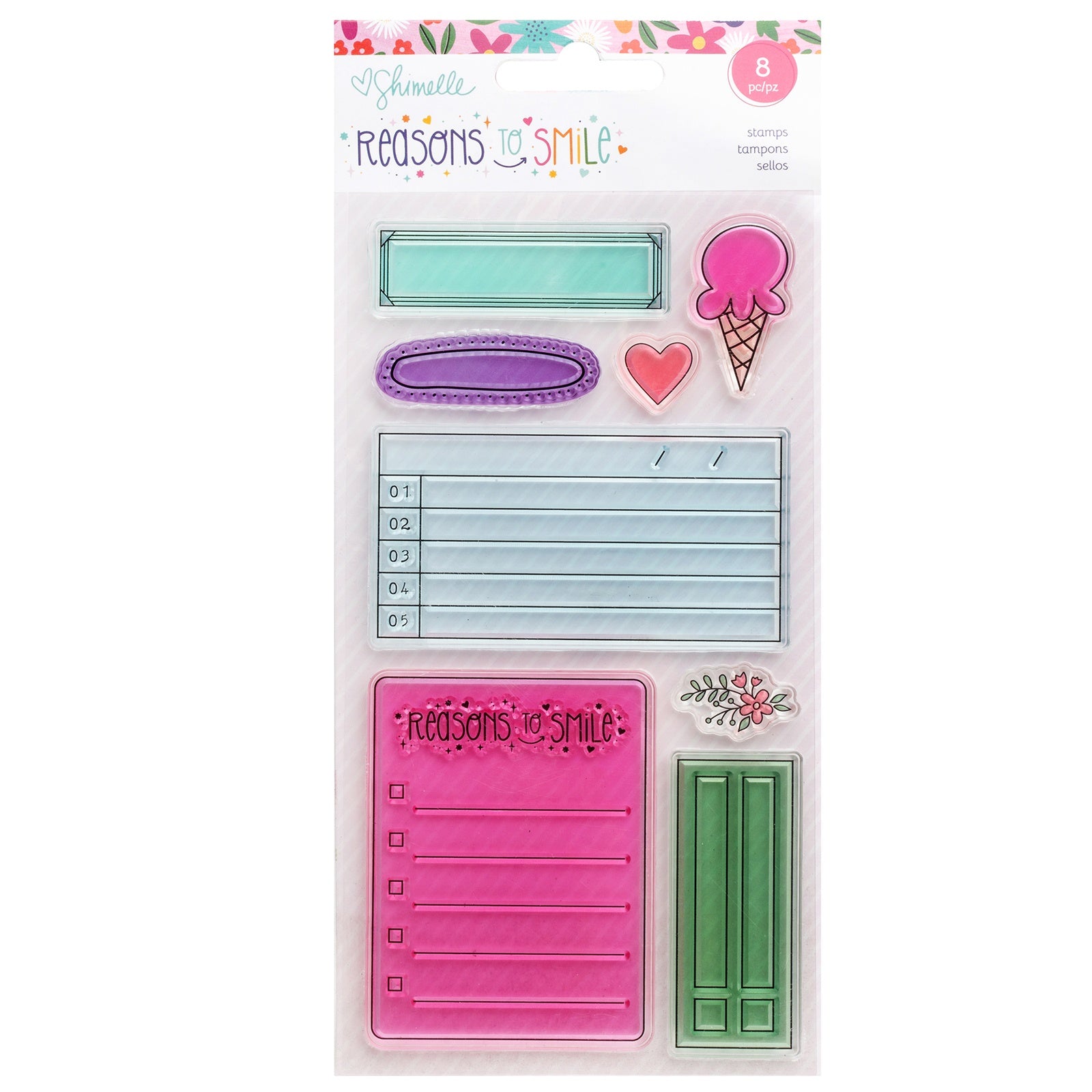 Shimelle Reasons To Smile Acrylic Stamp Set - 10 Pieces
