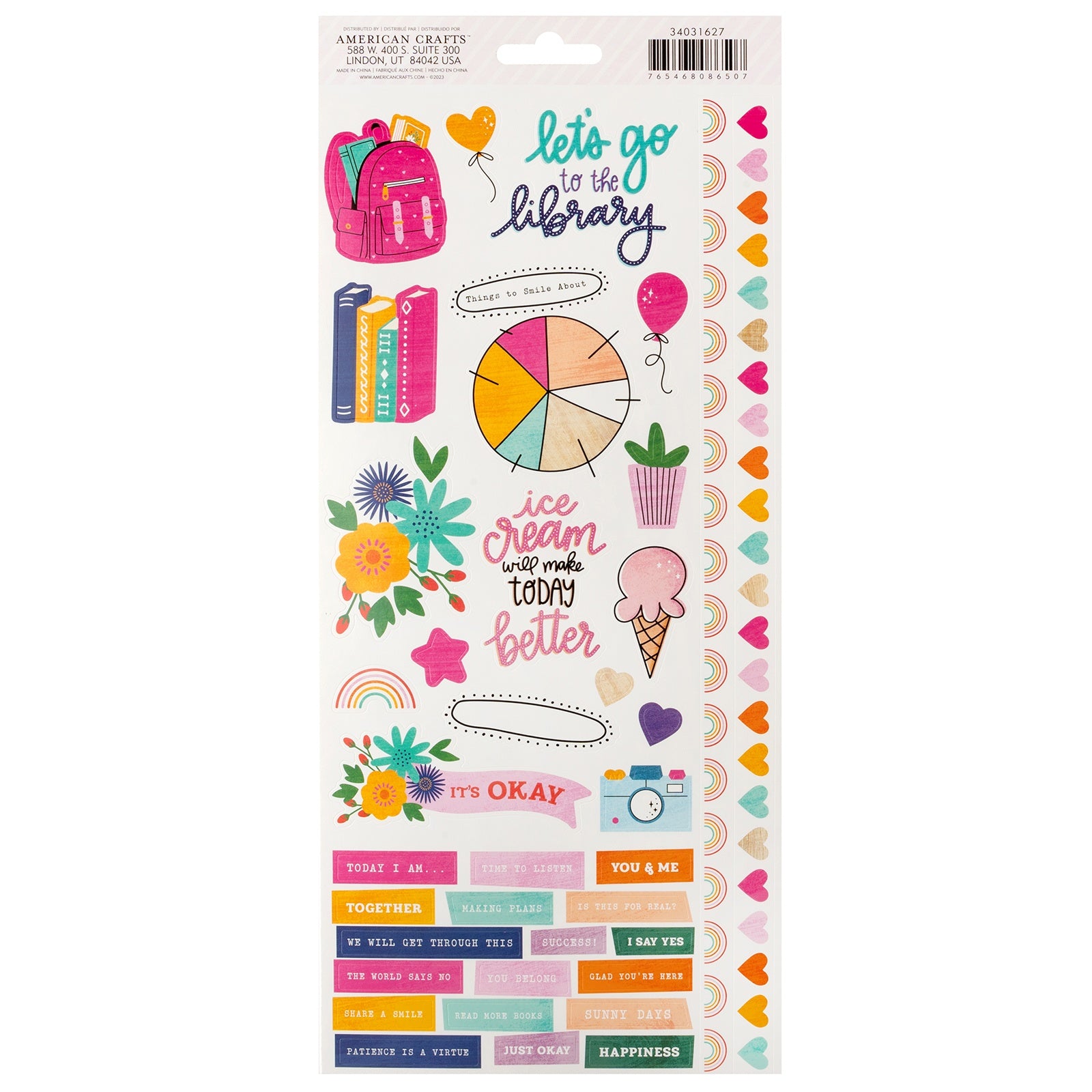 Shimelle Reasons To Smile Cardstock Stickers 6"X12" - 72 Pieces