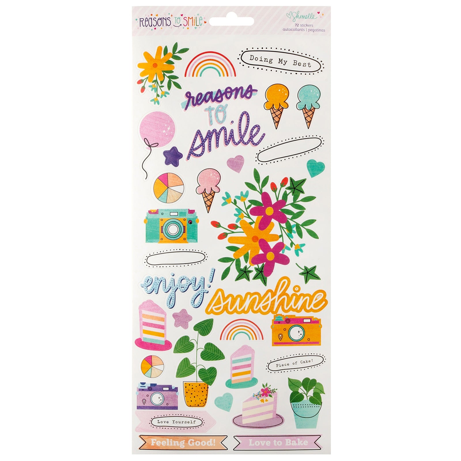 Shimelle Reasons To Smile Cardstock Stickers 6"X12" - 72 Pieces