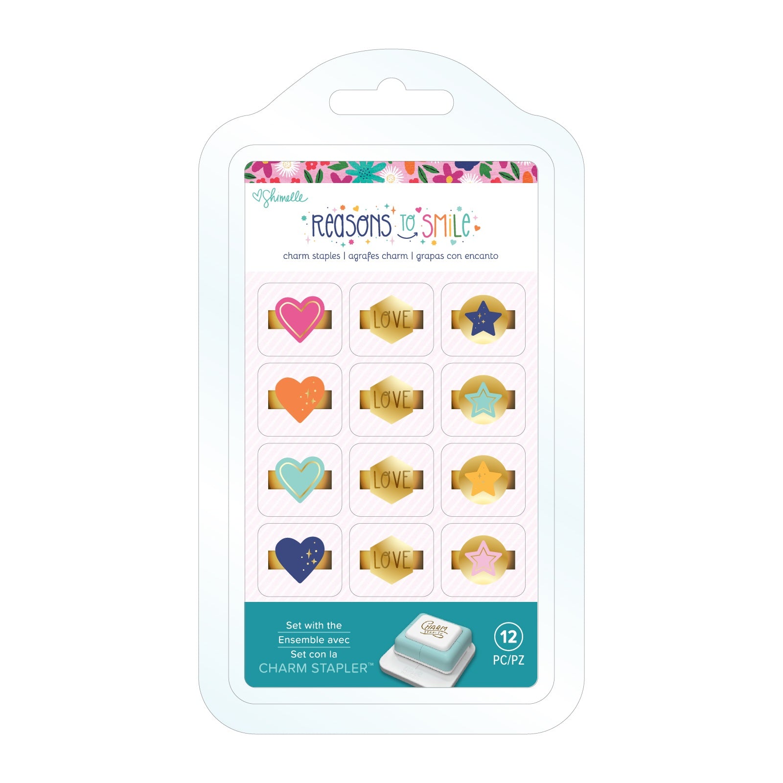 Shimelle Reasons To Smile Charm Staples - 12 Pieces