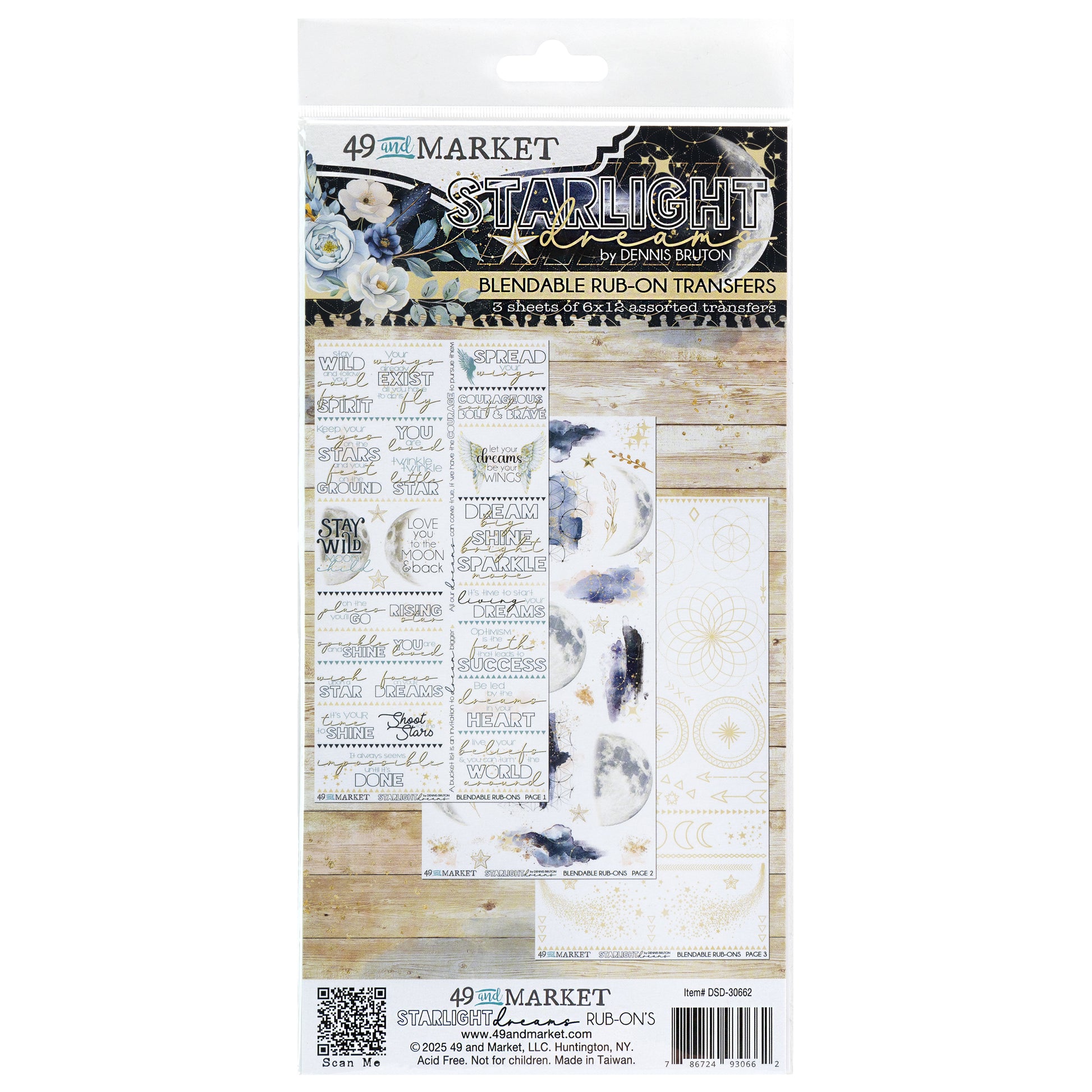 49 And Market Starlight Dreams Rub-On Transfer Set
