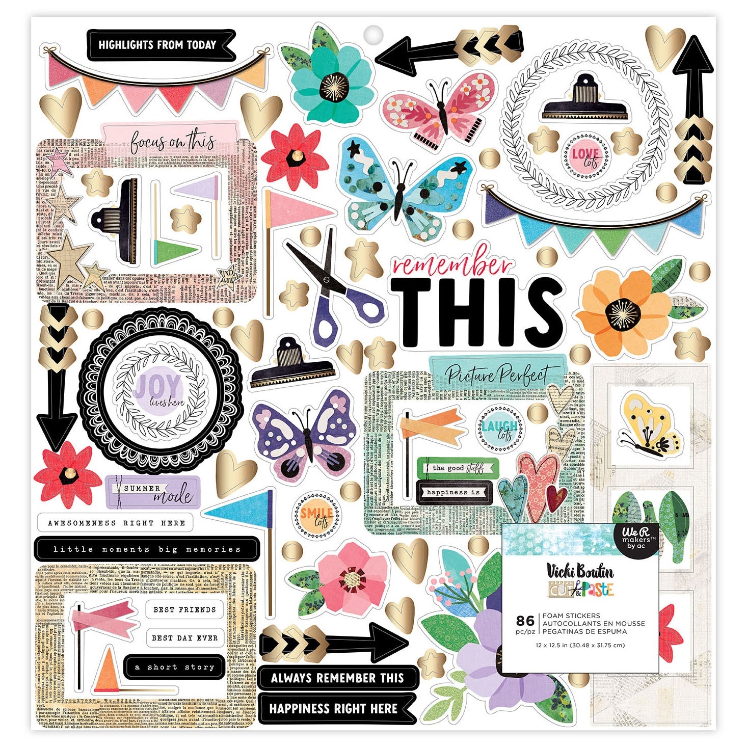 Vicki Boutin Cut & Paste Foam Stickers, 86 pcs