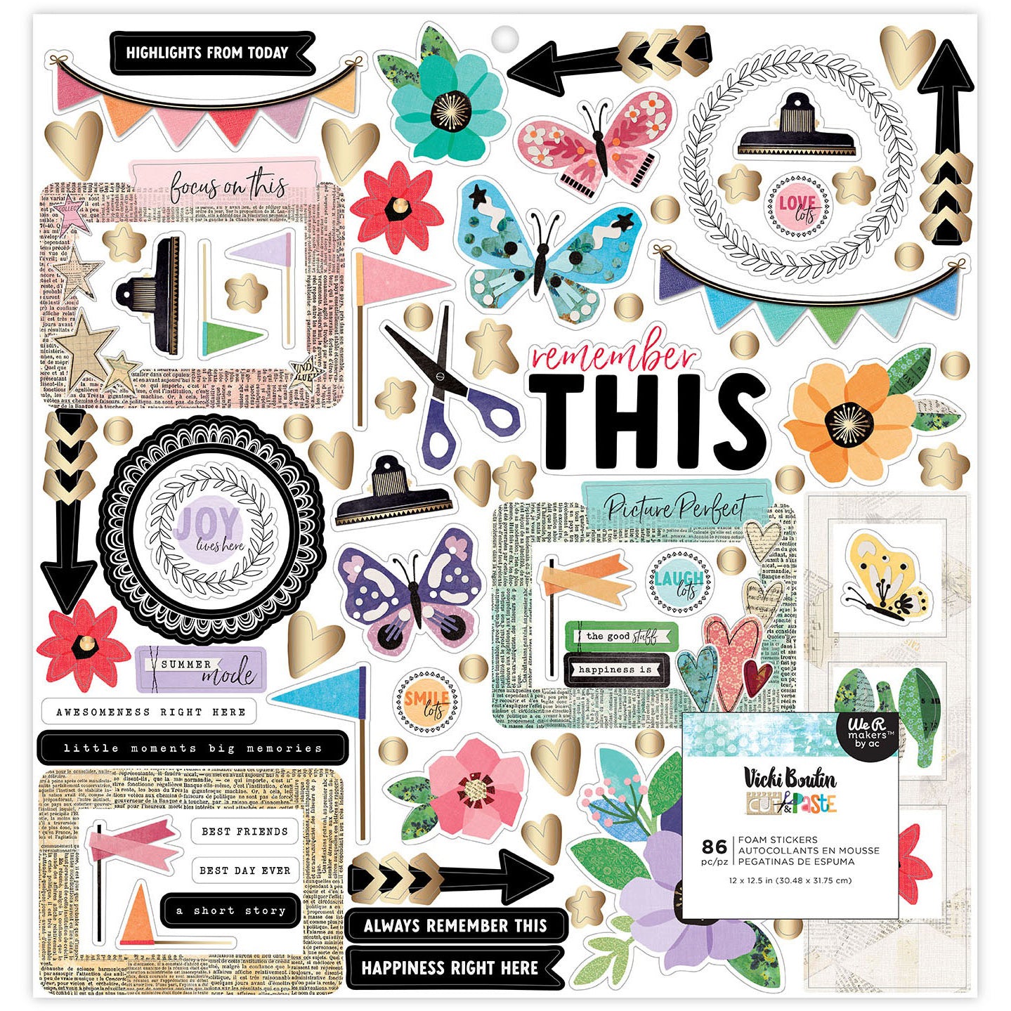 Vicki Boutin Cut & Paste Foam Stickers, 86 pcs
