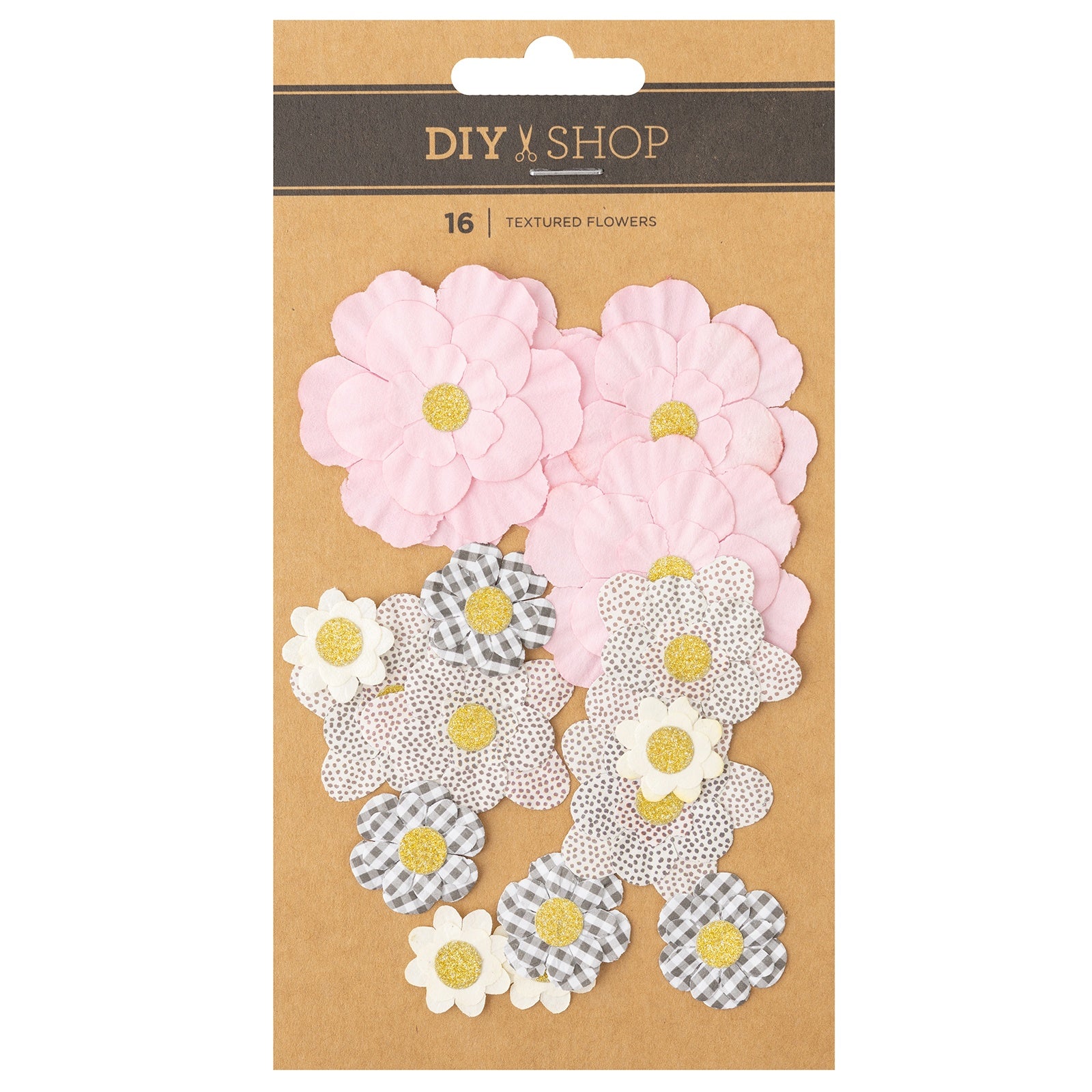 American Crafts Bag Decor Textured Flowers - 24 Pack