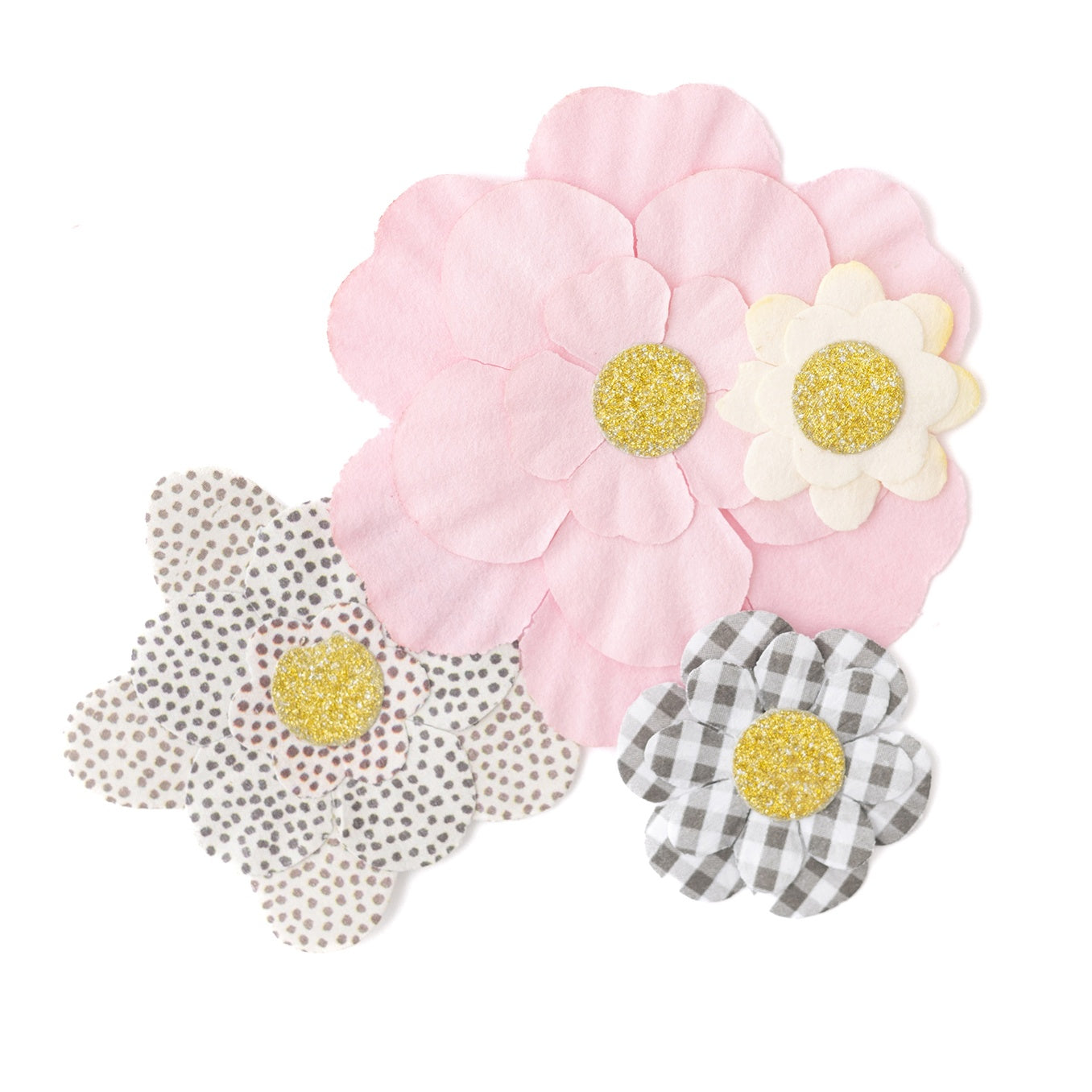 American Crafts Bag Decor Textured Flowers - 24 Pack