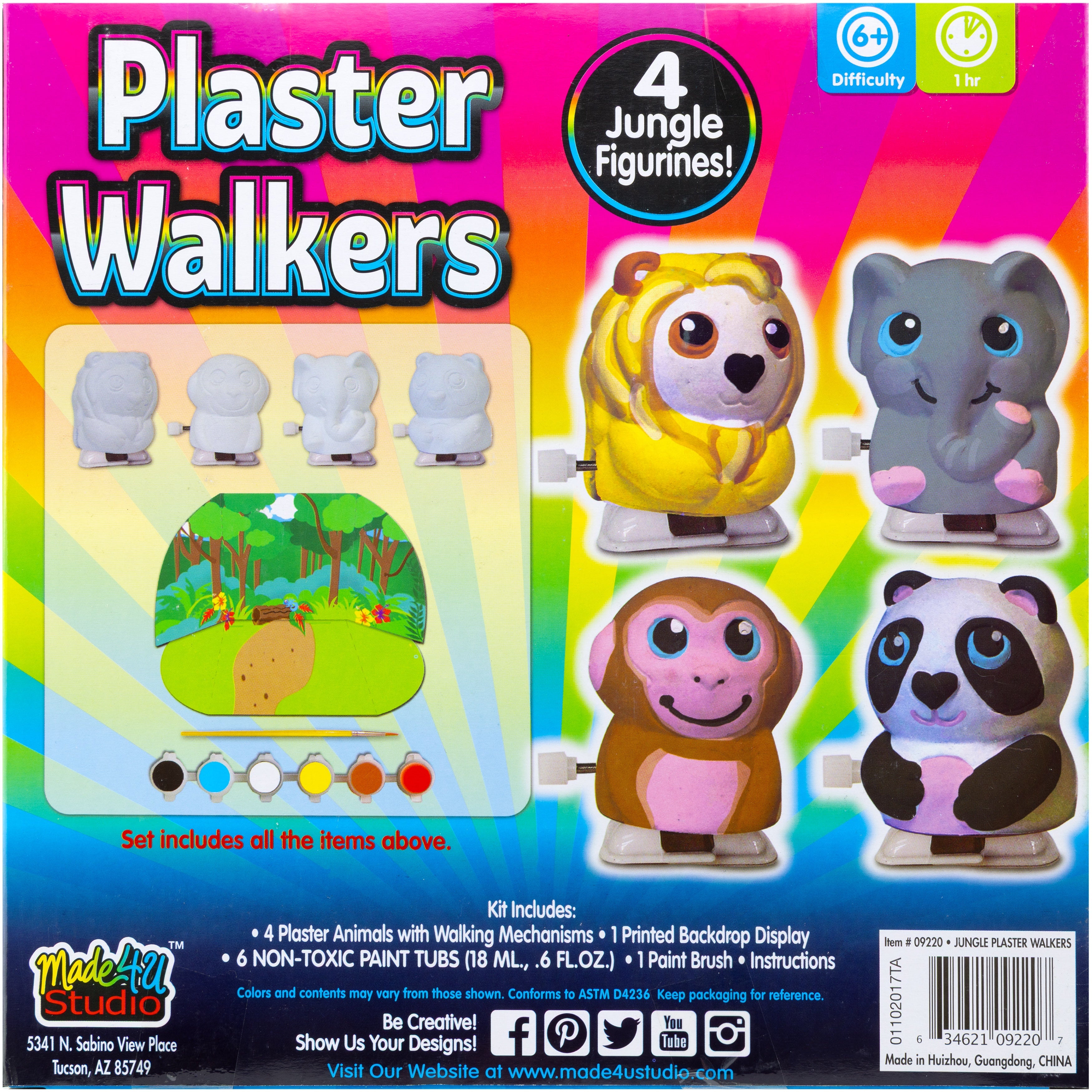 Paint Your Own Jungle Animal Plaster Walkers - Makes 4