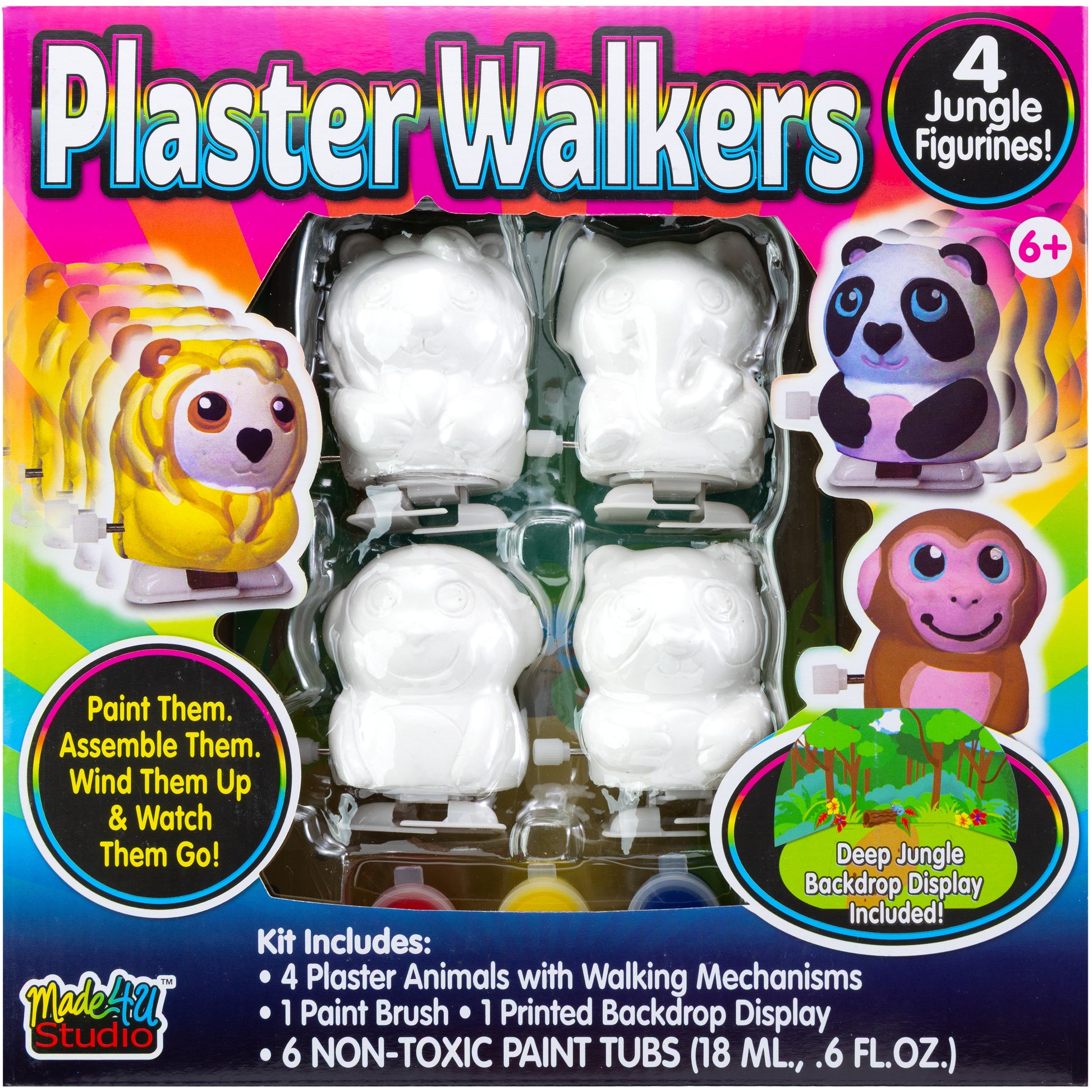 Paint Your Own Jungle Animal Plaster Walkers - Makes 4