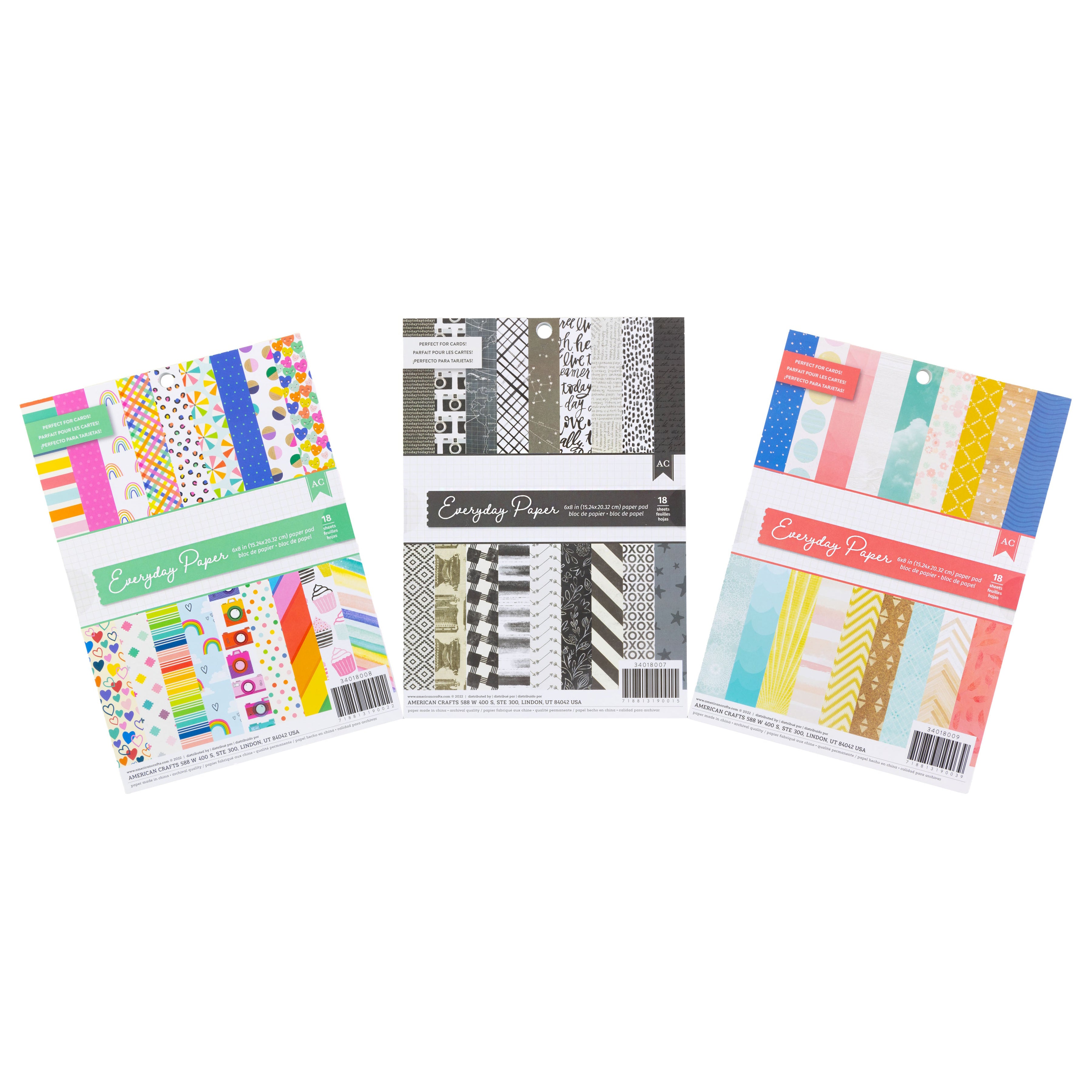 ASSORTED 3 PACK - American Crafts 6x8" Paper Pads