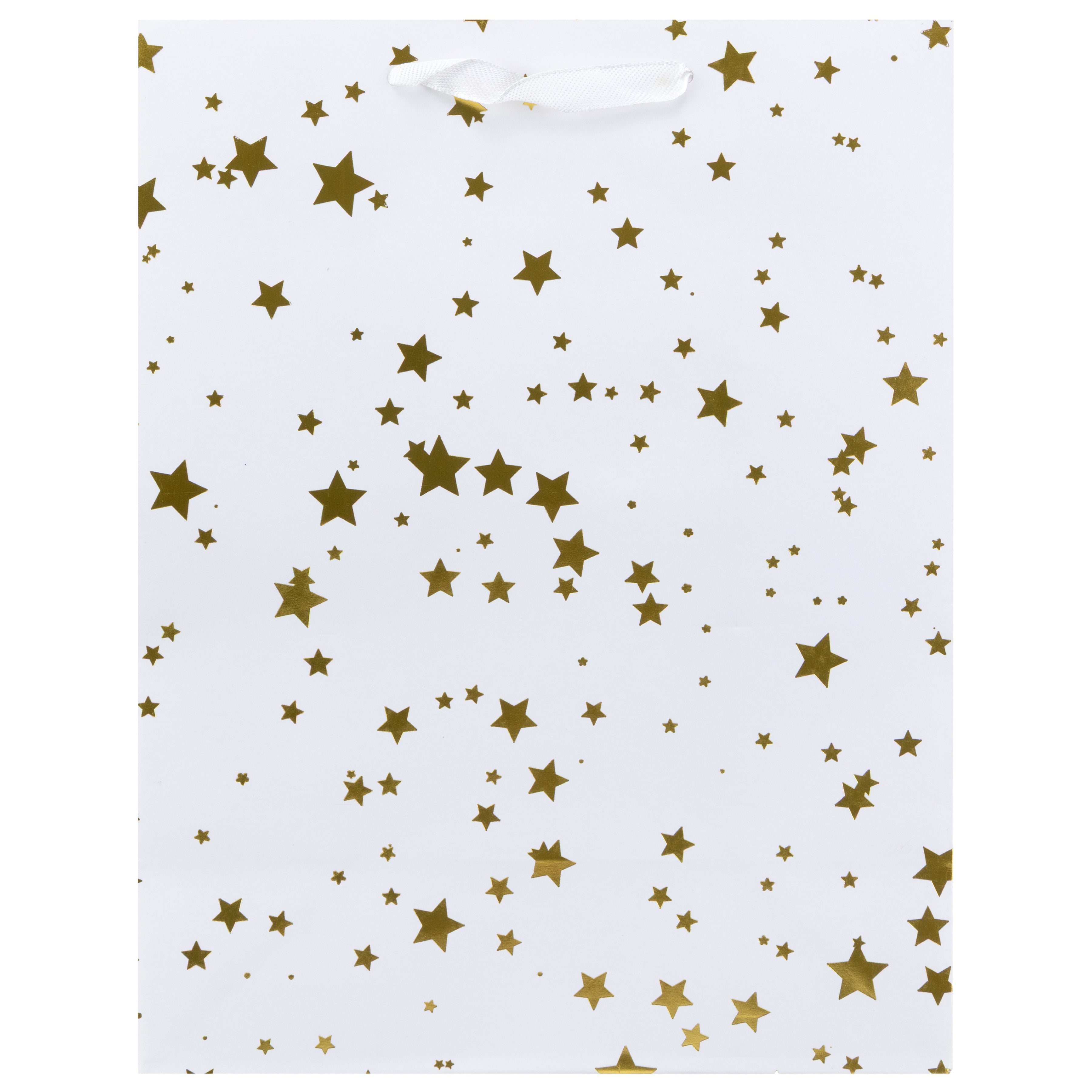 American Crafts Gold Stars Gift Bags with Ribbon Handle