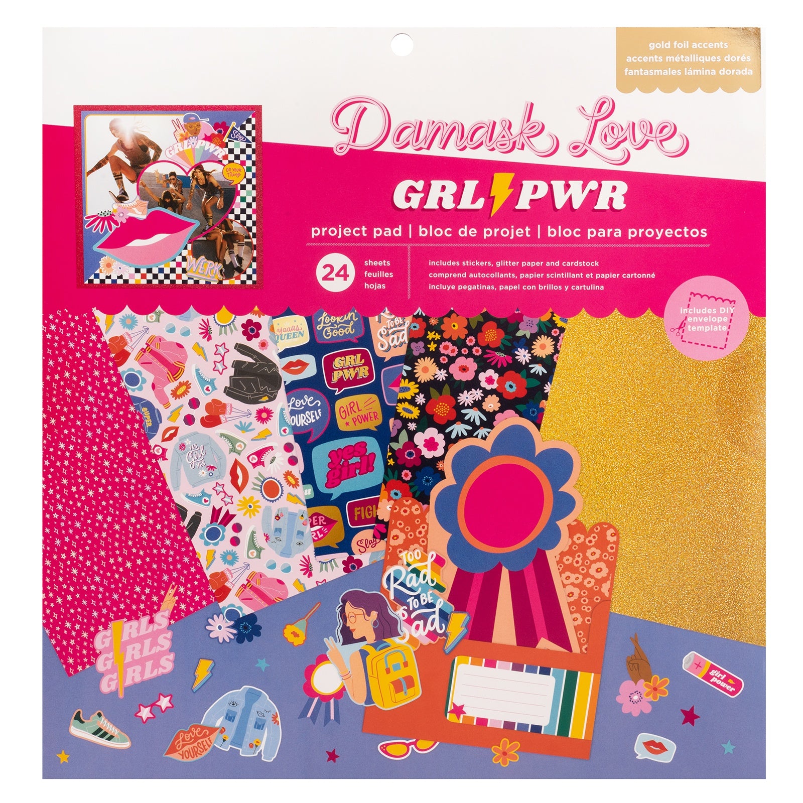 Damask Love Girl Power 12x12" Project Pad