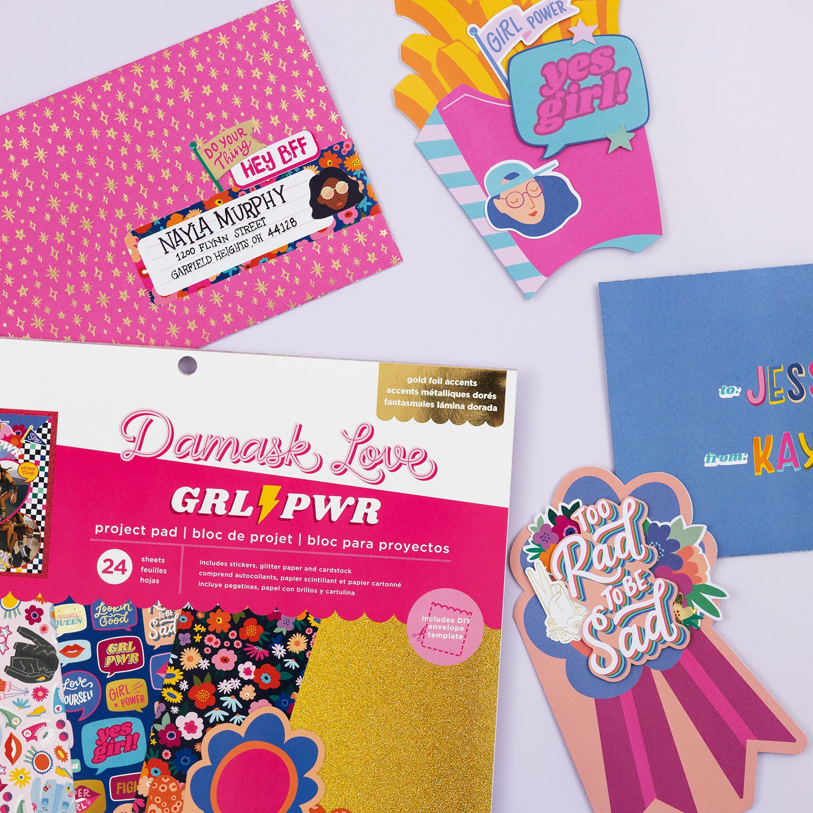 Damask Love Girl Power 12x12" Project Pad