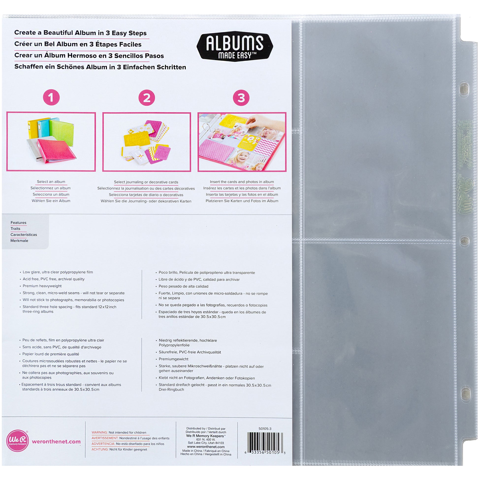 We R 12x12" Ring Photo Album Page Protector Sleeves