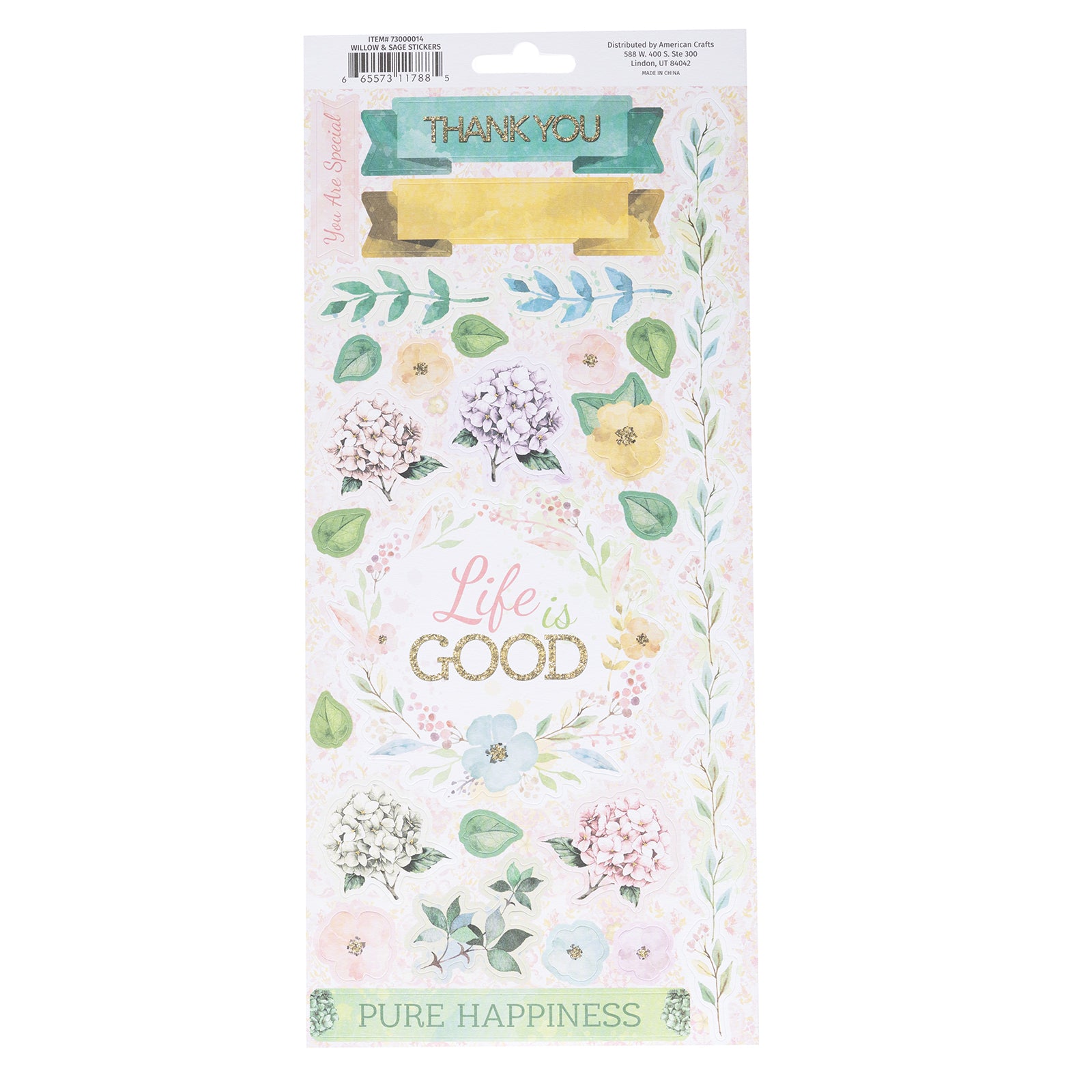 BoBunny Willow & Sage Cardstock Stickers, 48pcs