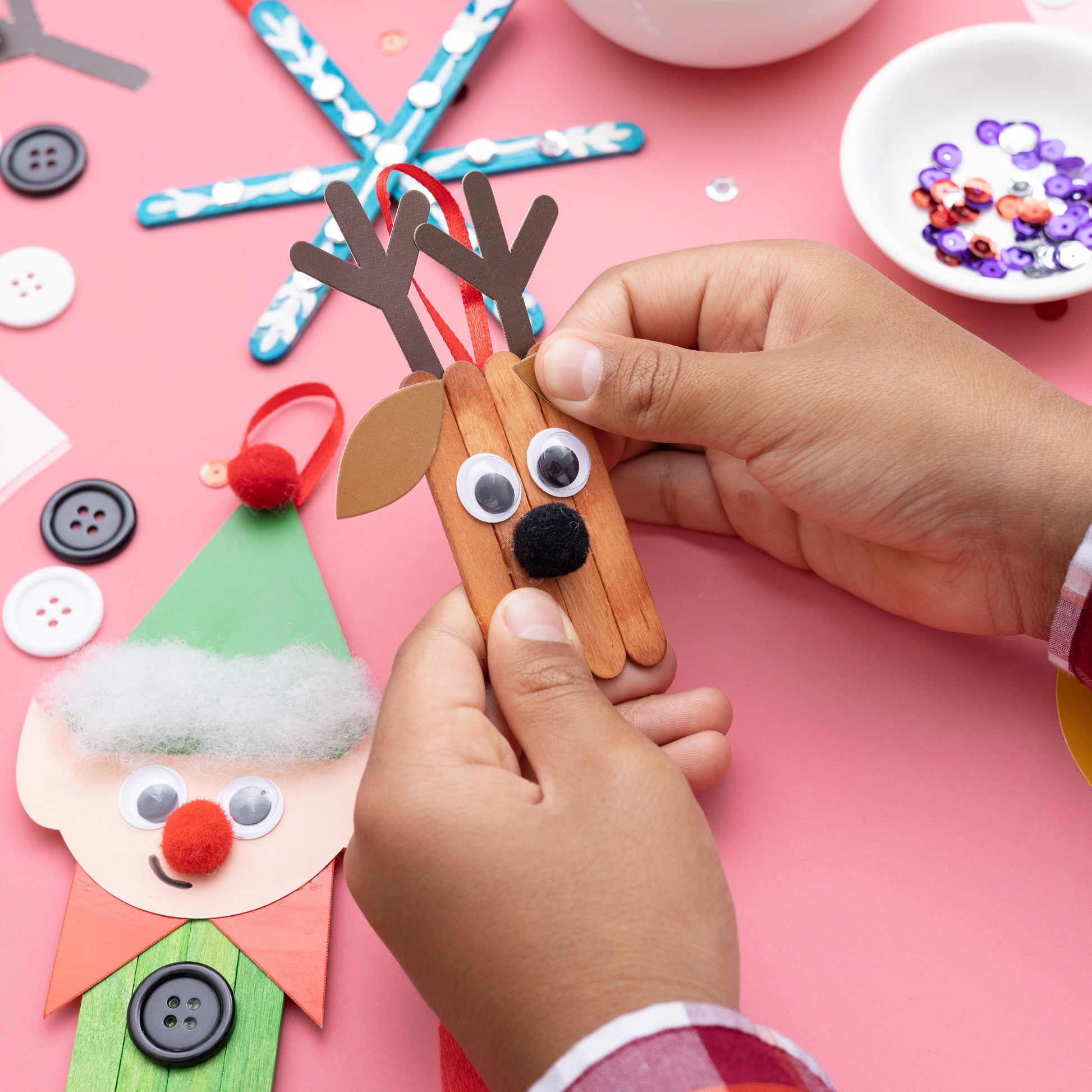 Best Ideas for Kids Christmas Holiday Popsicle Stick Ornament Kit - Makes 8