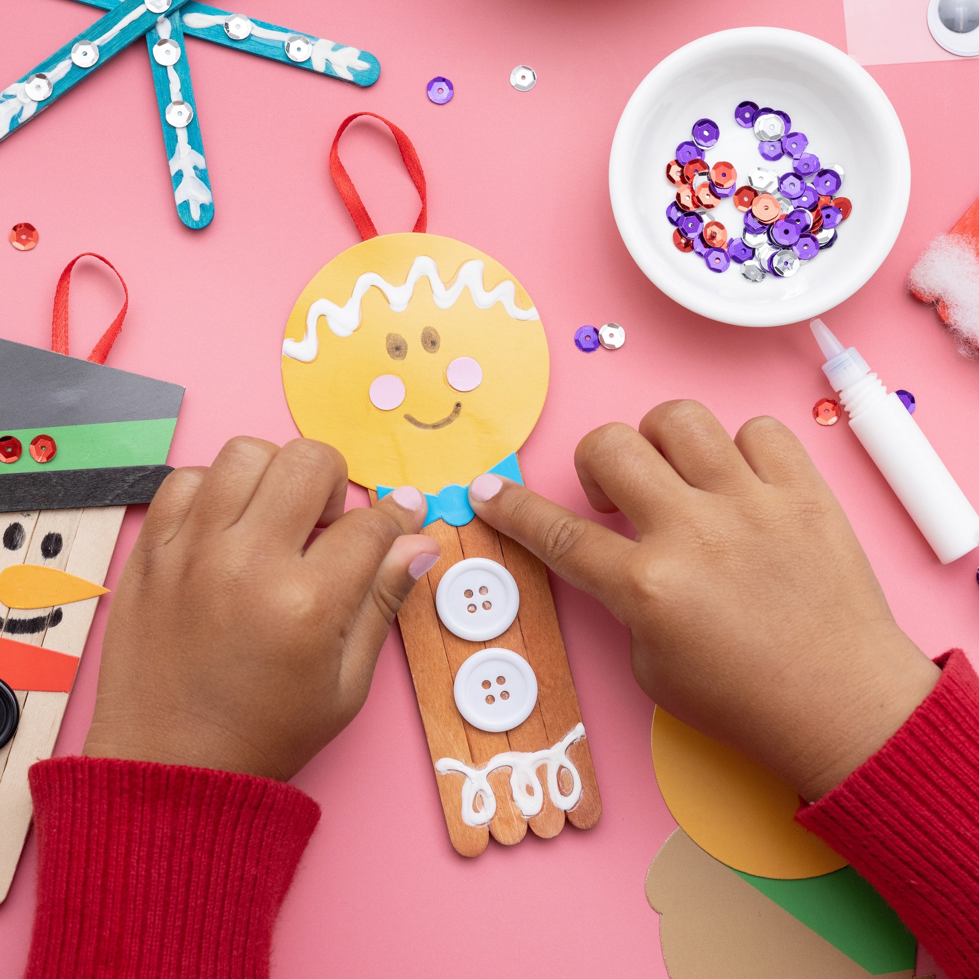Best Ideas for Kids Christmas Holiday Popsicle Stick Ornament Kit - Makes 8