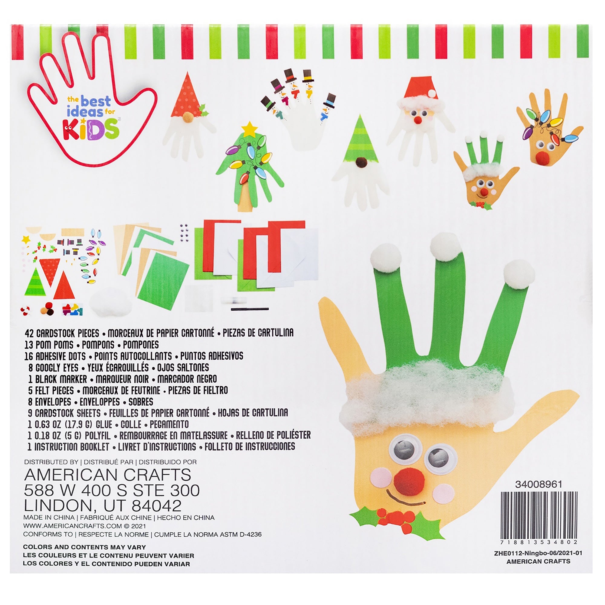 Best Ideas for Kids Christmas Holiday Hand Print Card Kit - Makes 8