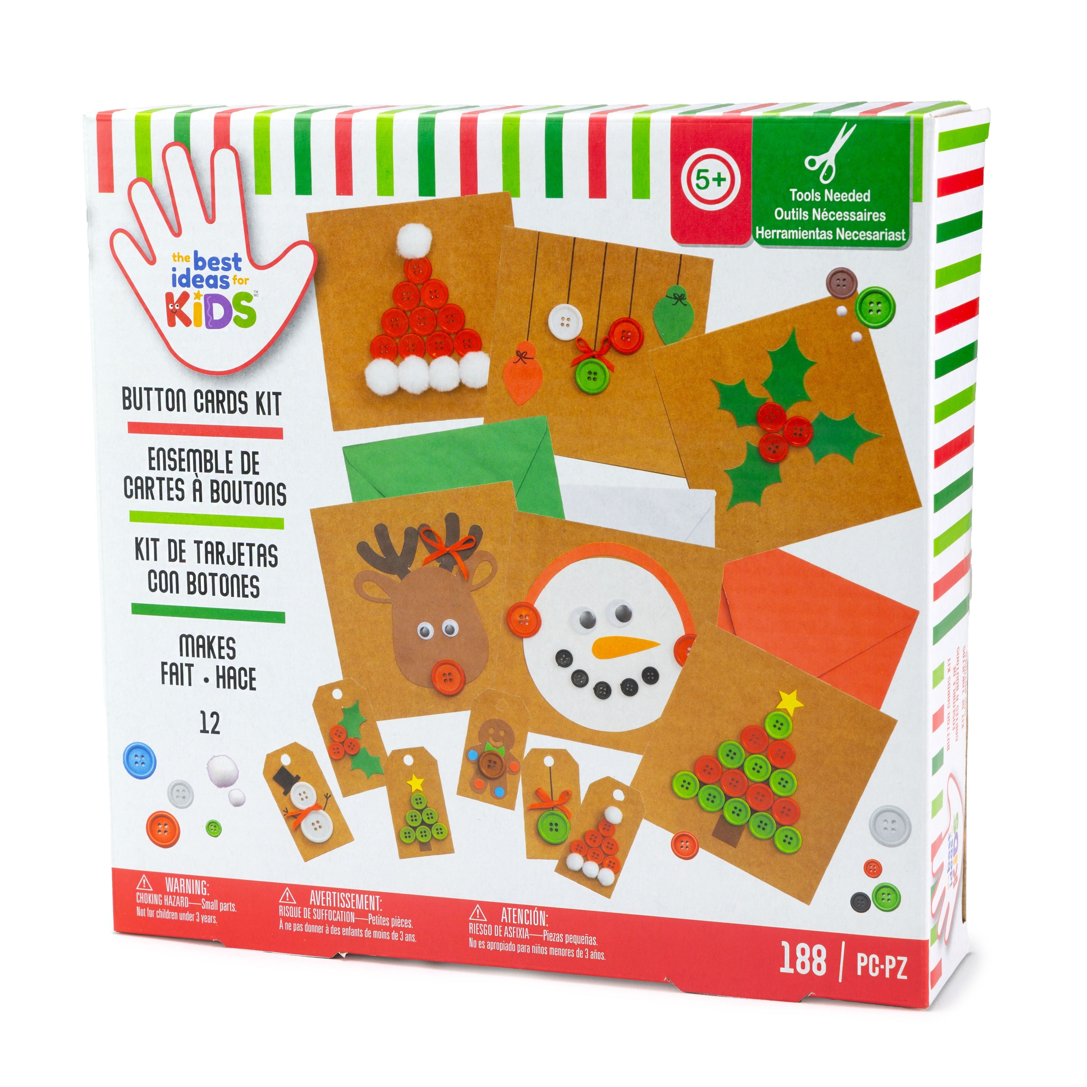Best Ideas for Kids Holiday Christmas Holiday Button Craft Cards - Makes 12