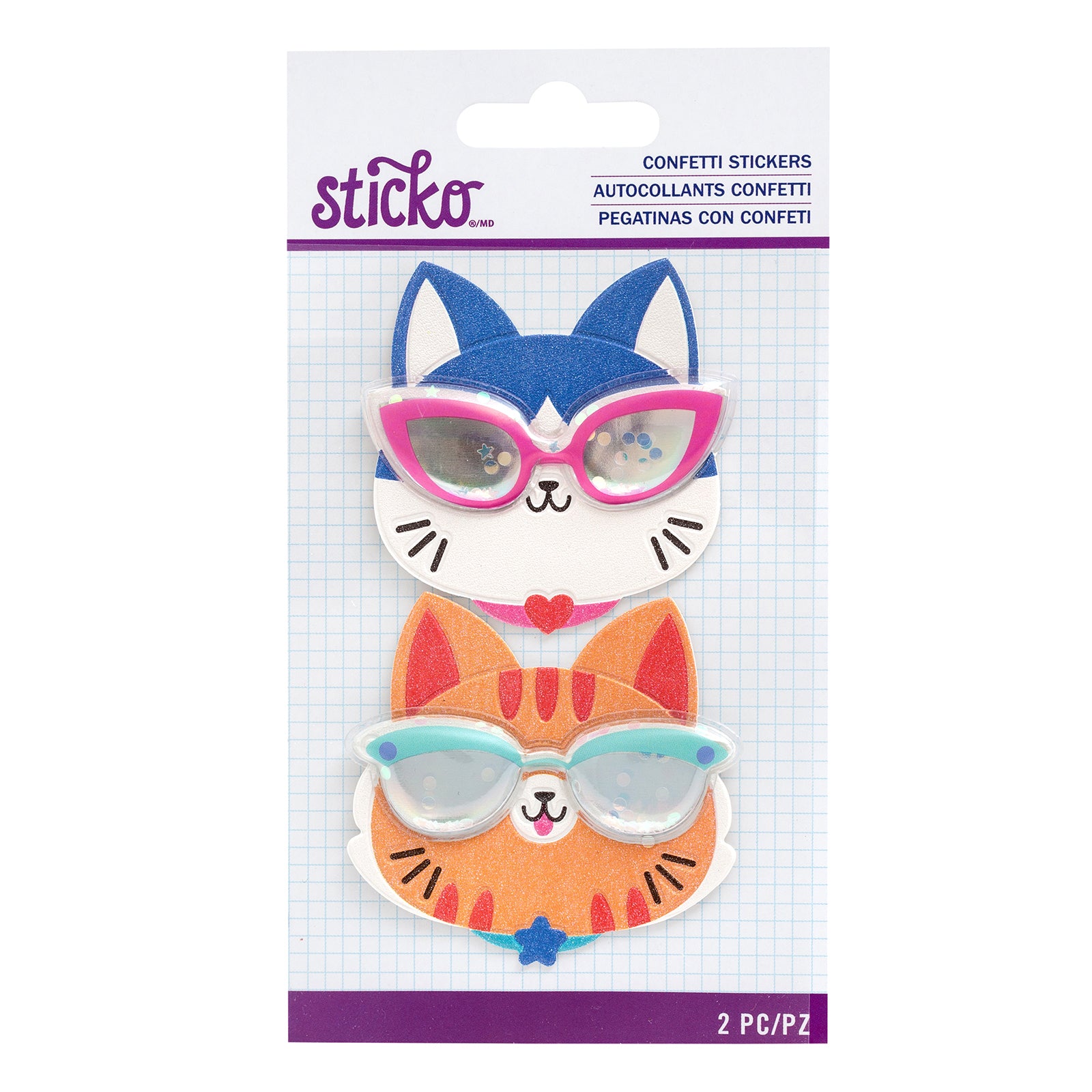 Sticko Stickers - Cat Glasses, 2pcs