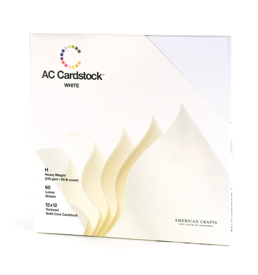 Front of packaging for American Crafts 12x12 Cardstock - 60 Pack - White