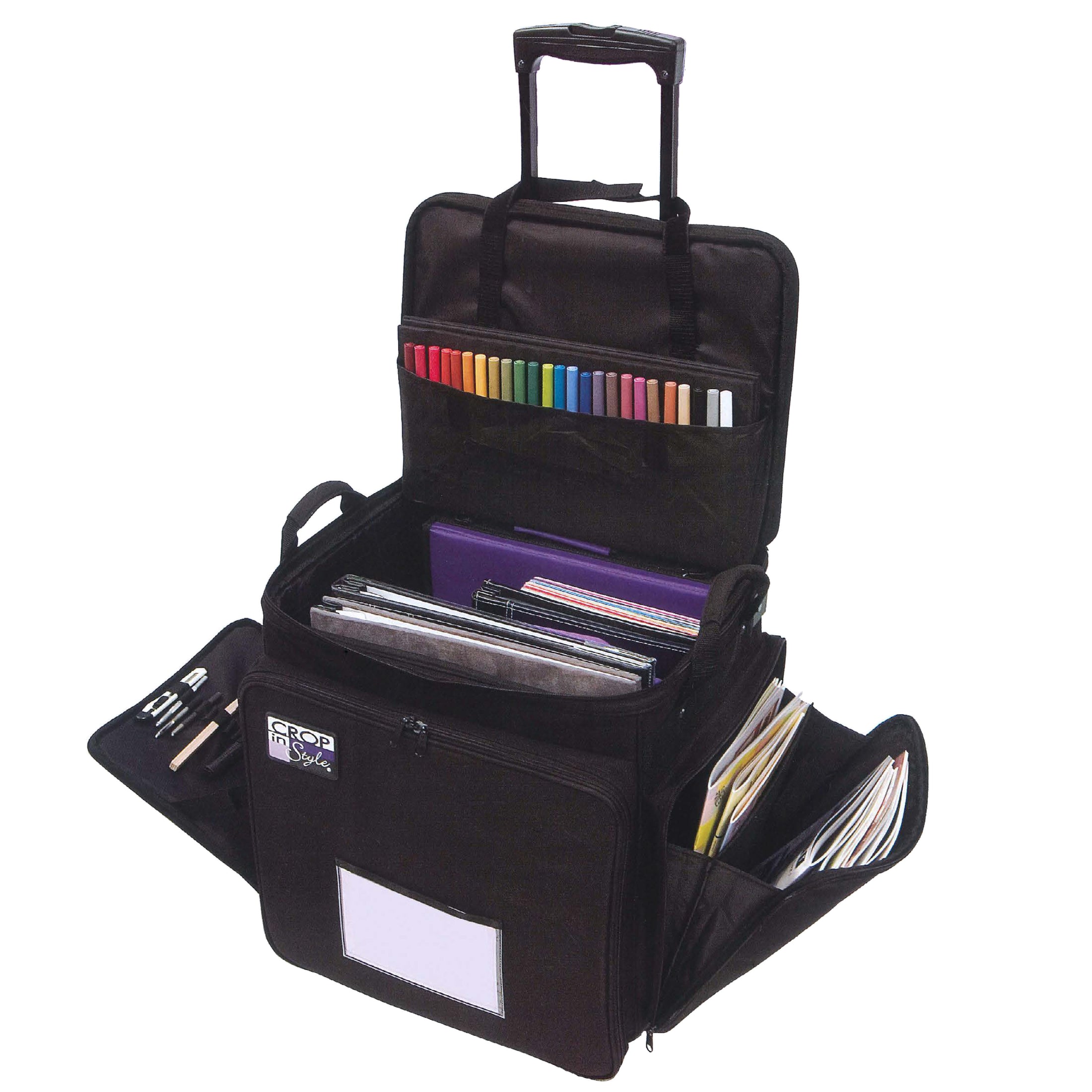 Image of storage available in the XXL Rolling Tote Craft Bag.