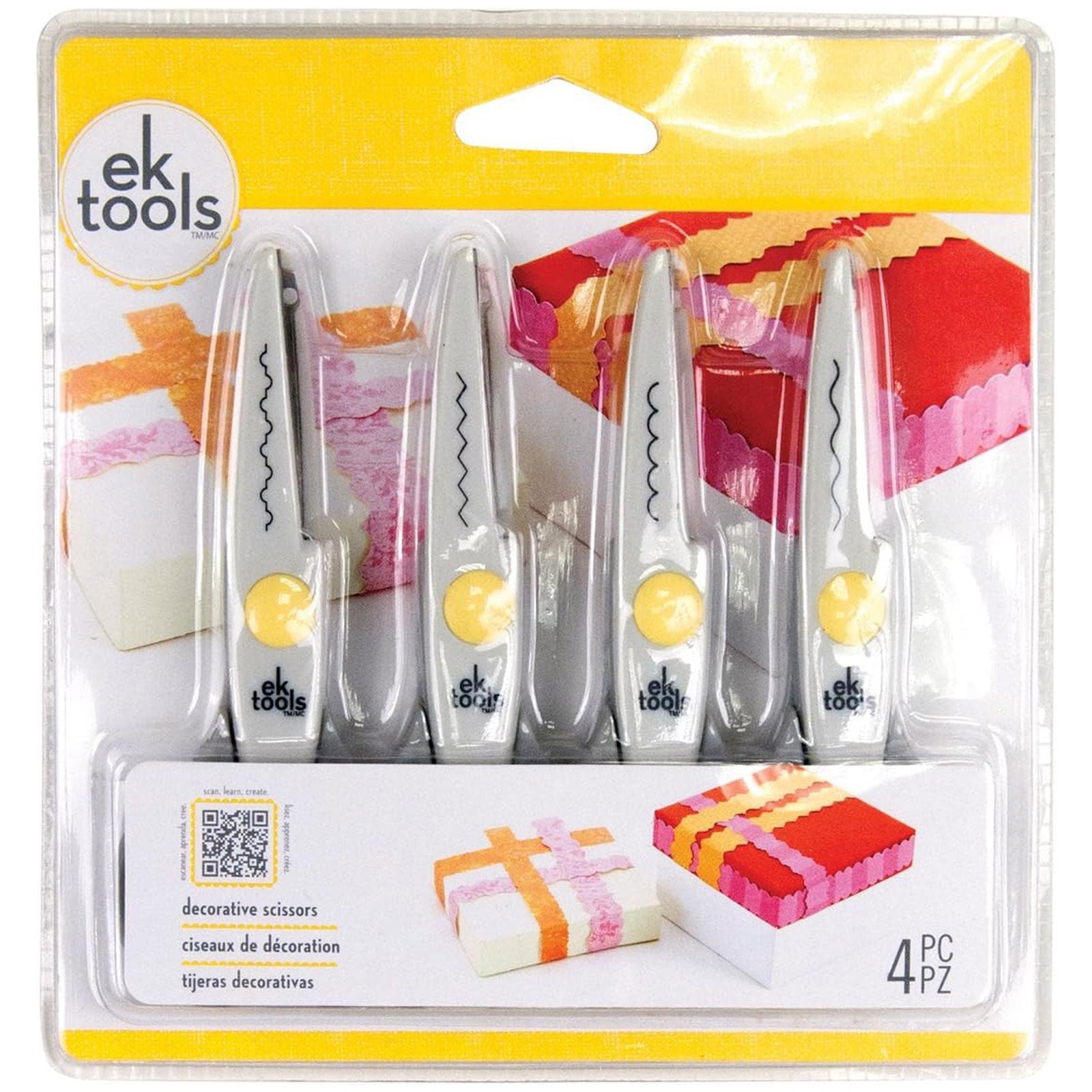 Front of packaging for EK Tools Decorative Scissors - 4 Pack