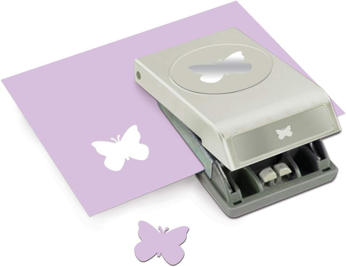 Image of the EK Tools Classic Butterfly Paper Punch being used on paper.
