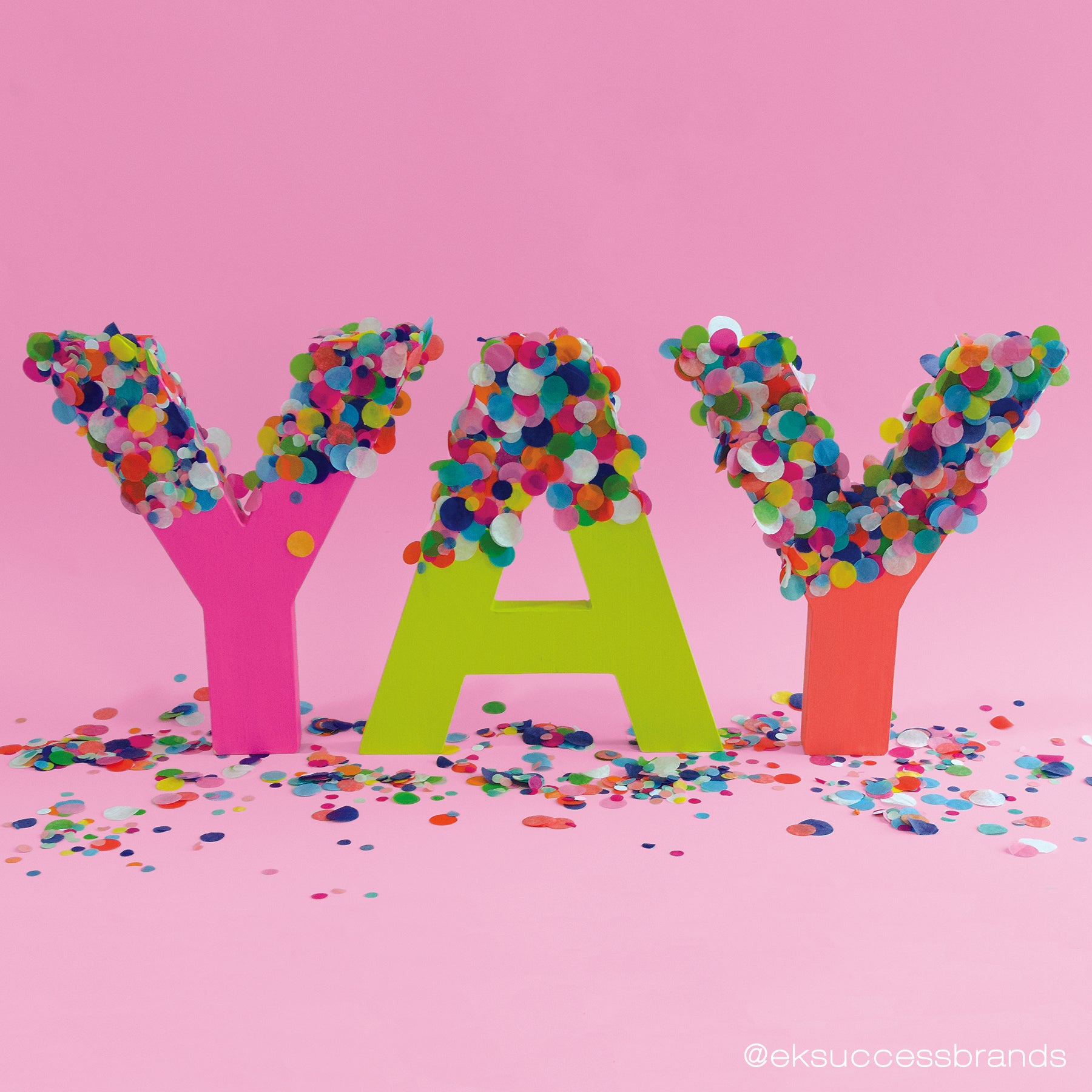 Lifestyle image of confetti dots used in a YAY sign