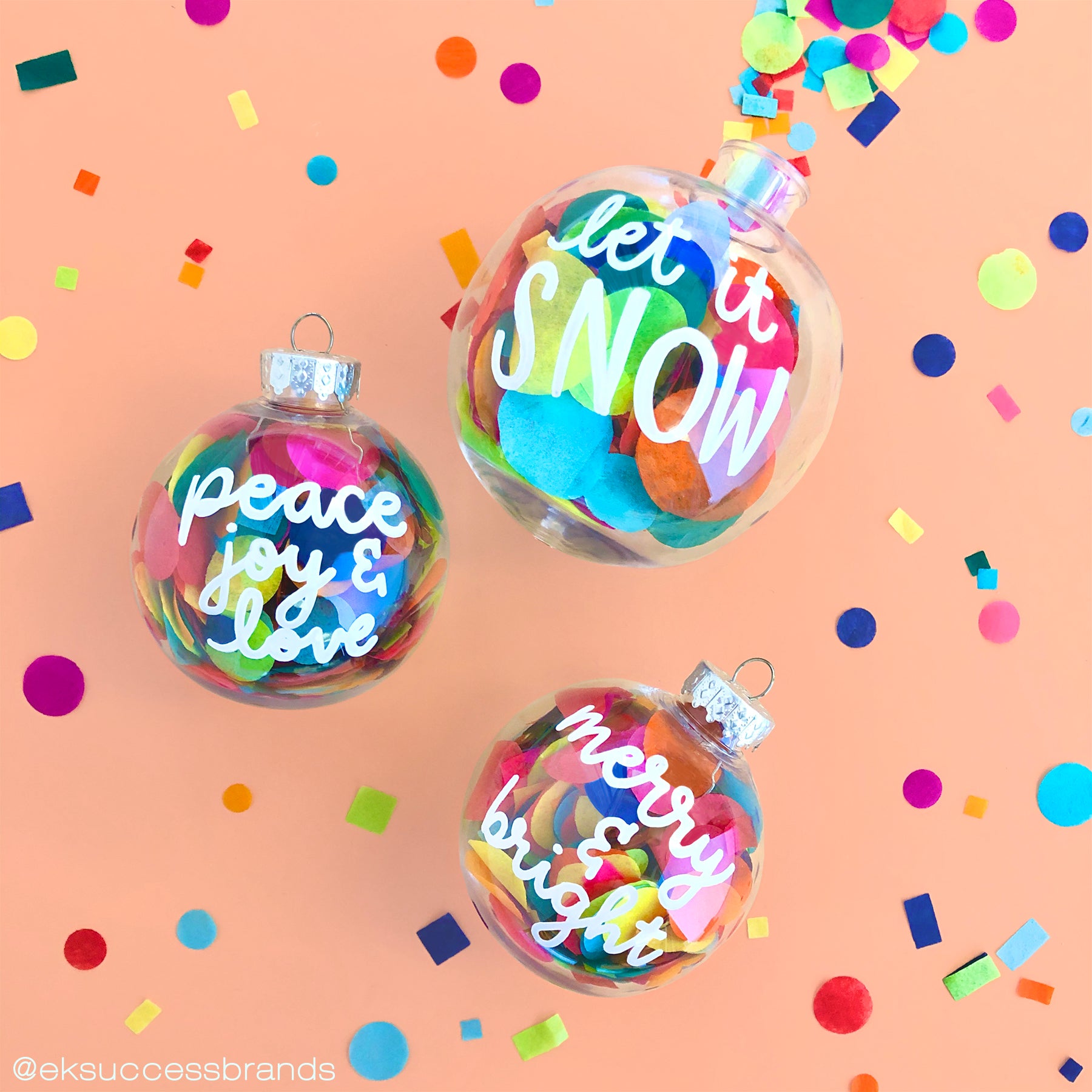 Lifestyle image of ornaments filled with confetti dots
