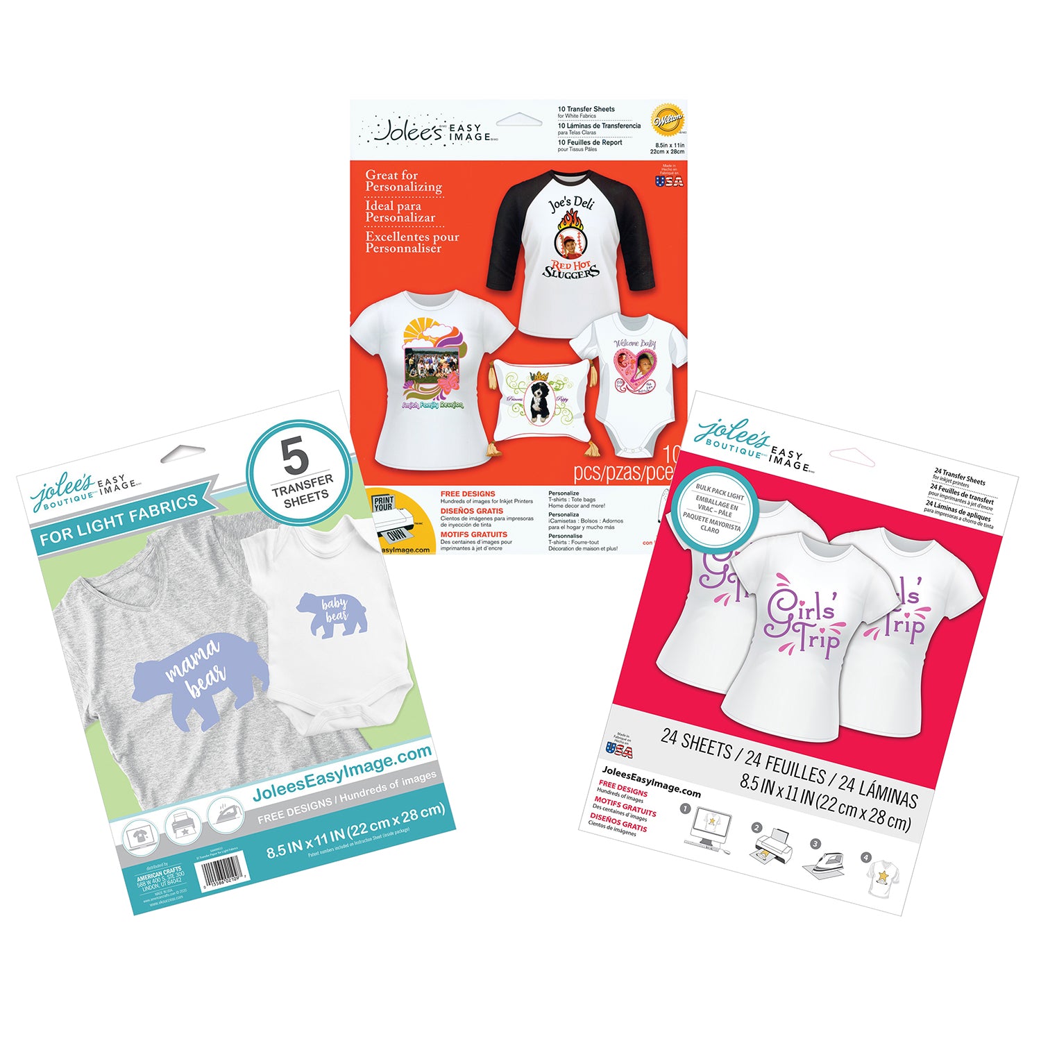 Jolee's Easy Image Printable Transfer Sheets for Light Fabrics