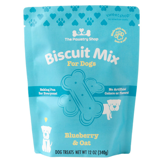 Front of packaging with Sweetshop The Pawstry Shop Biscuit Mix for Dogs