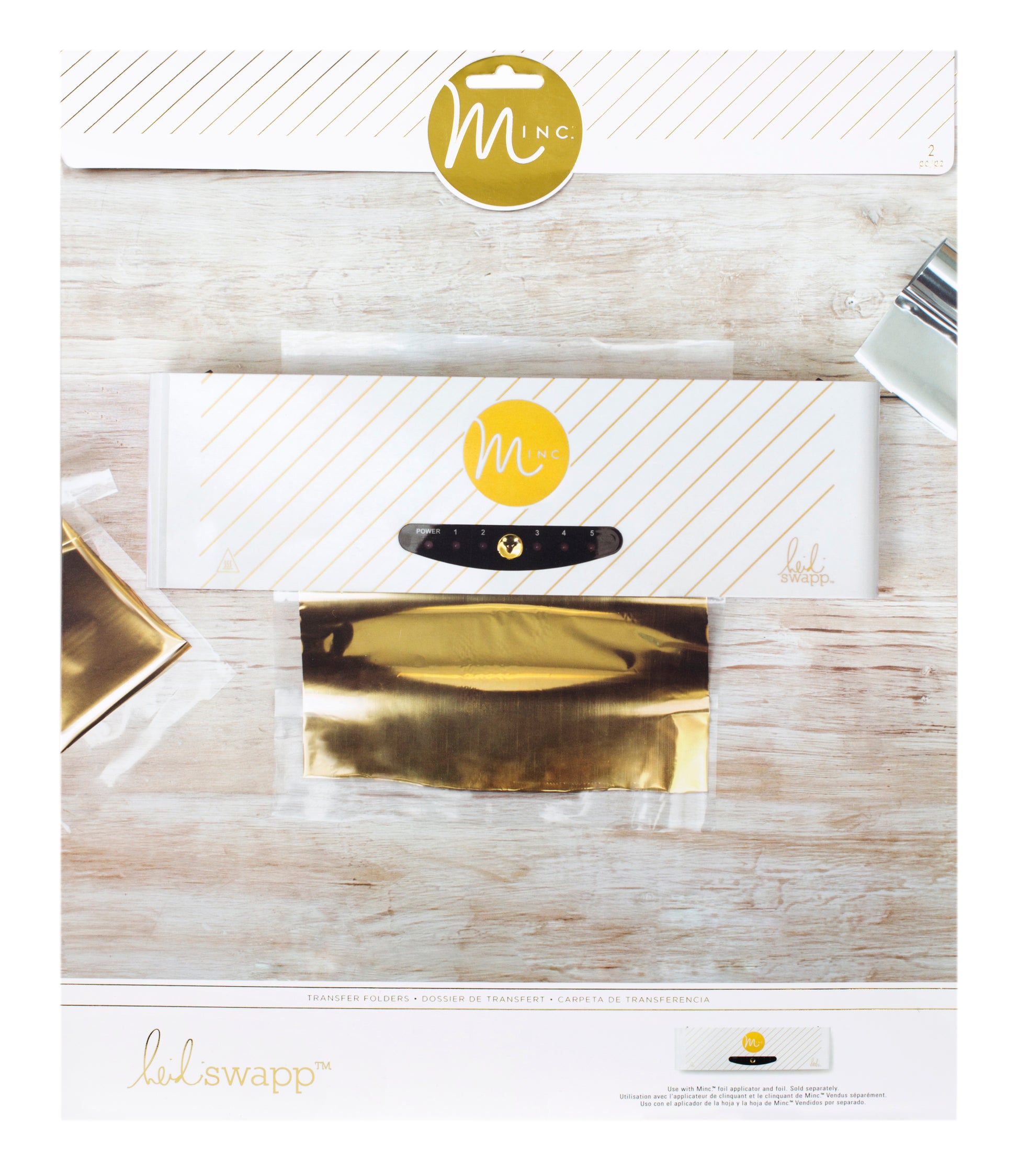 Front packaging of the Heidi Swapp 6.25x12 Minc Transfer Folders.