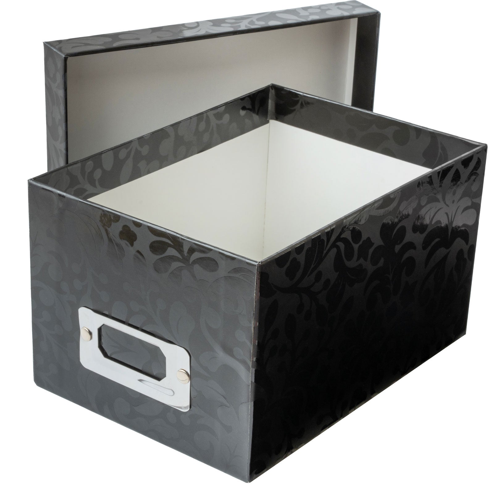 Single Mini Photo Box DCWV Mini Photo Storage Box with Bookplate - Black Floral Vine ...