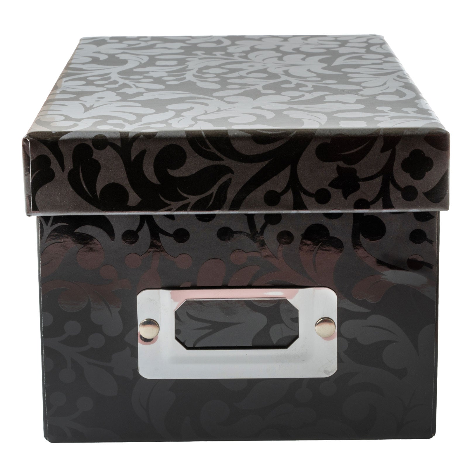 Single Mini Photo Box DCWV Mini Photo Storage Box with Bookplate - Black Floral Vine ...