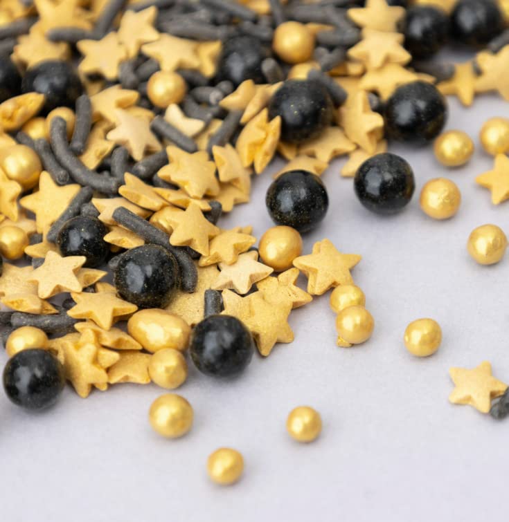 AC Sweetshop 10 oz Black and Gold Sprinkles Mix