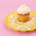 Load image into Gallery viewer, Lifestyle image of Sweetshop Sherbert Sprinkle Mix on a cupcake
