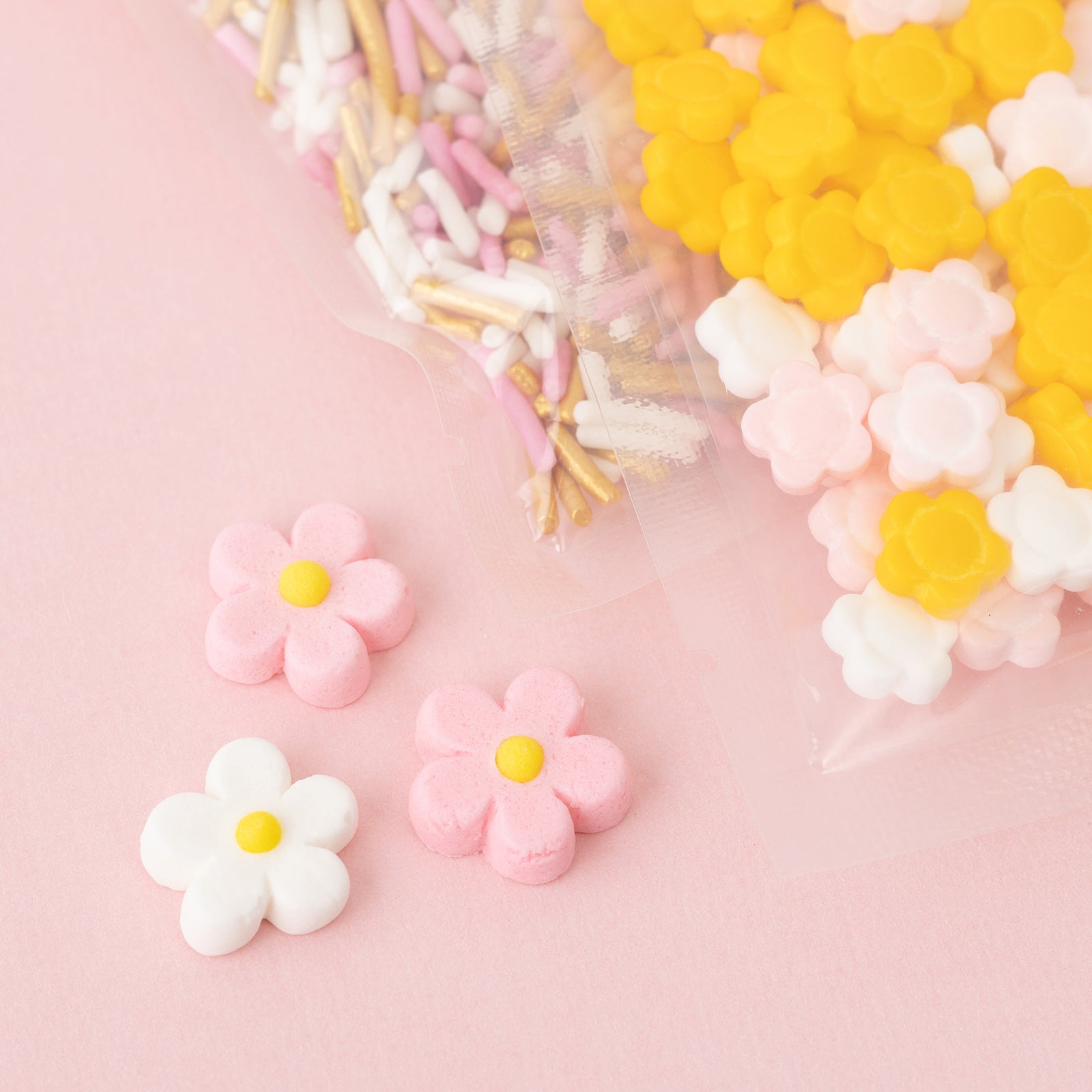 Close up of AC Sweetshop Flower Power Sprinkles Decorating Kit