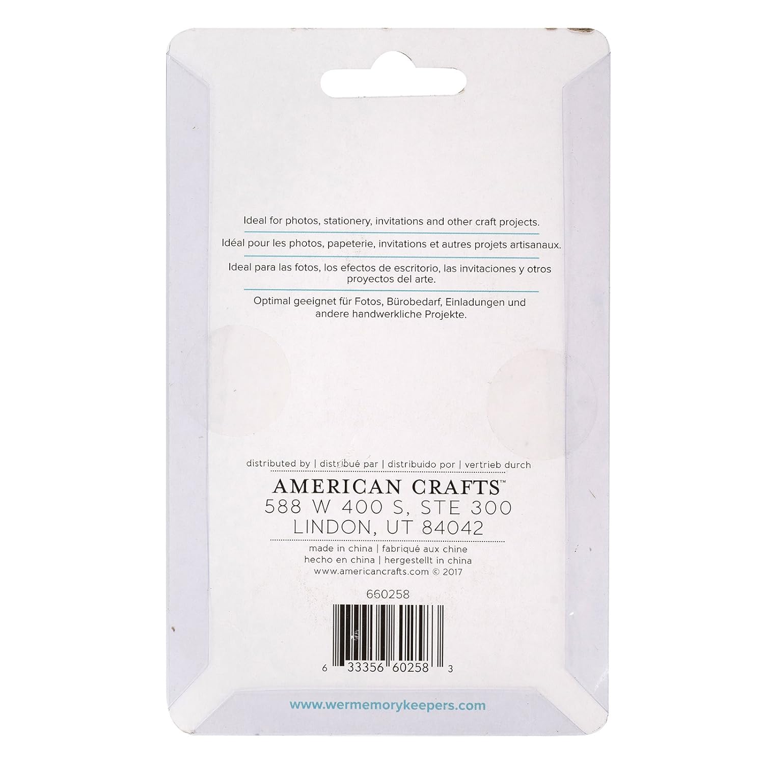 Back packaging of the We R Makers 3 Way Rounded Corner Punch.