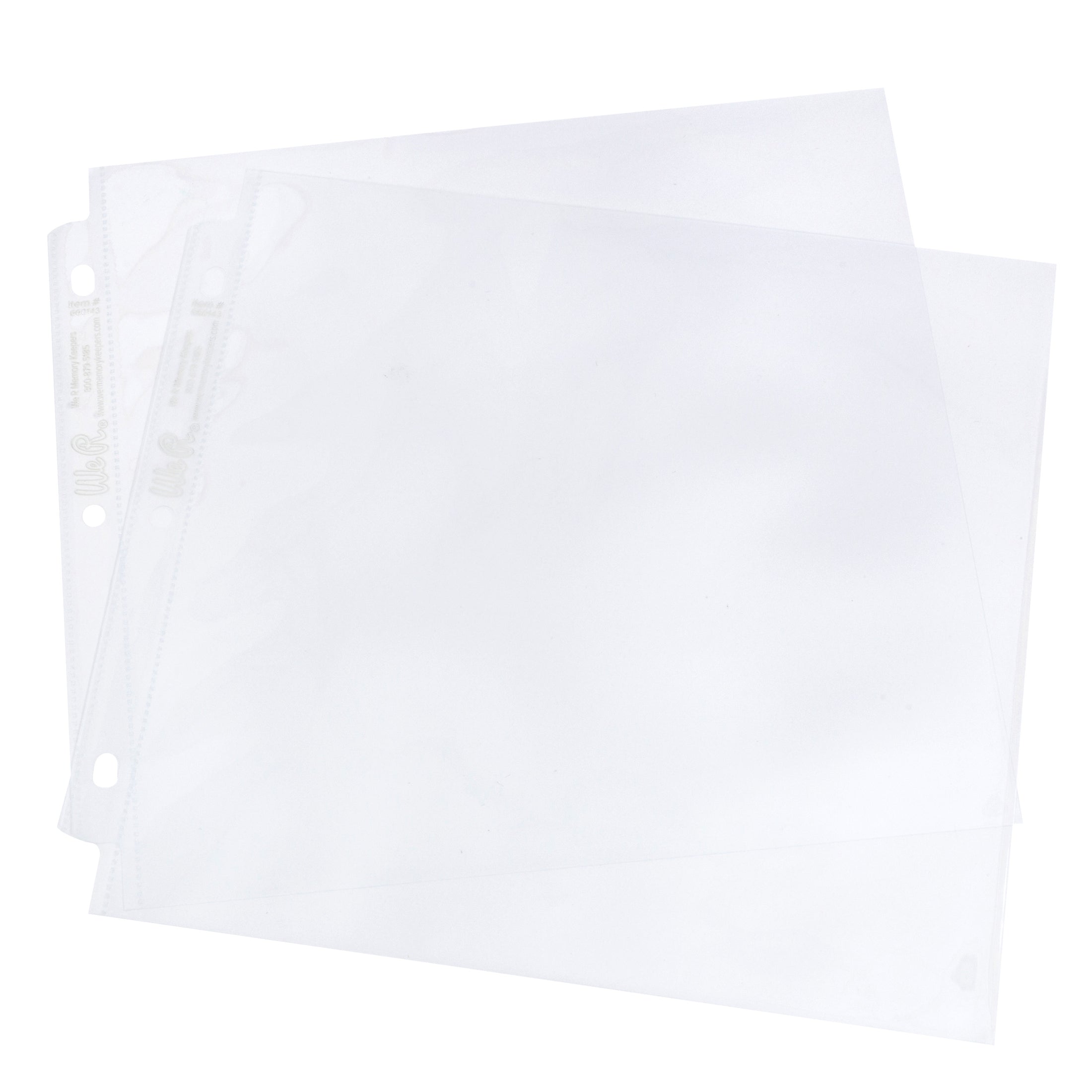 Picture of the items included in the We R Makers 8x8 Non-Glare Page Protectors - 25 Pack.