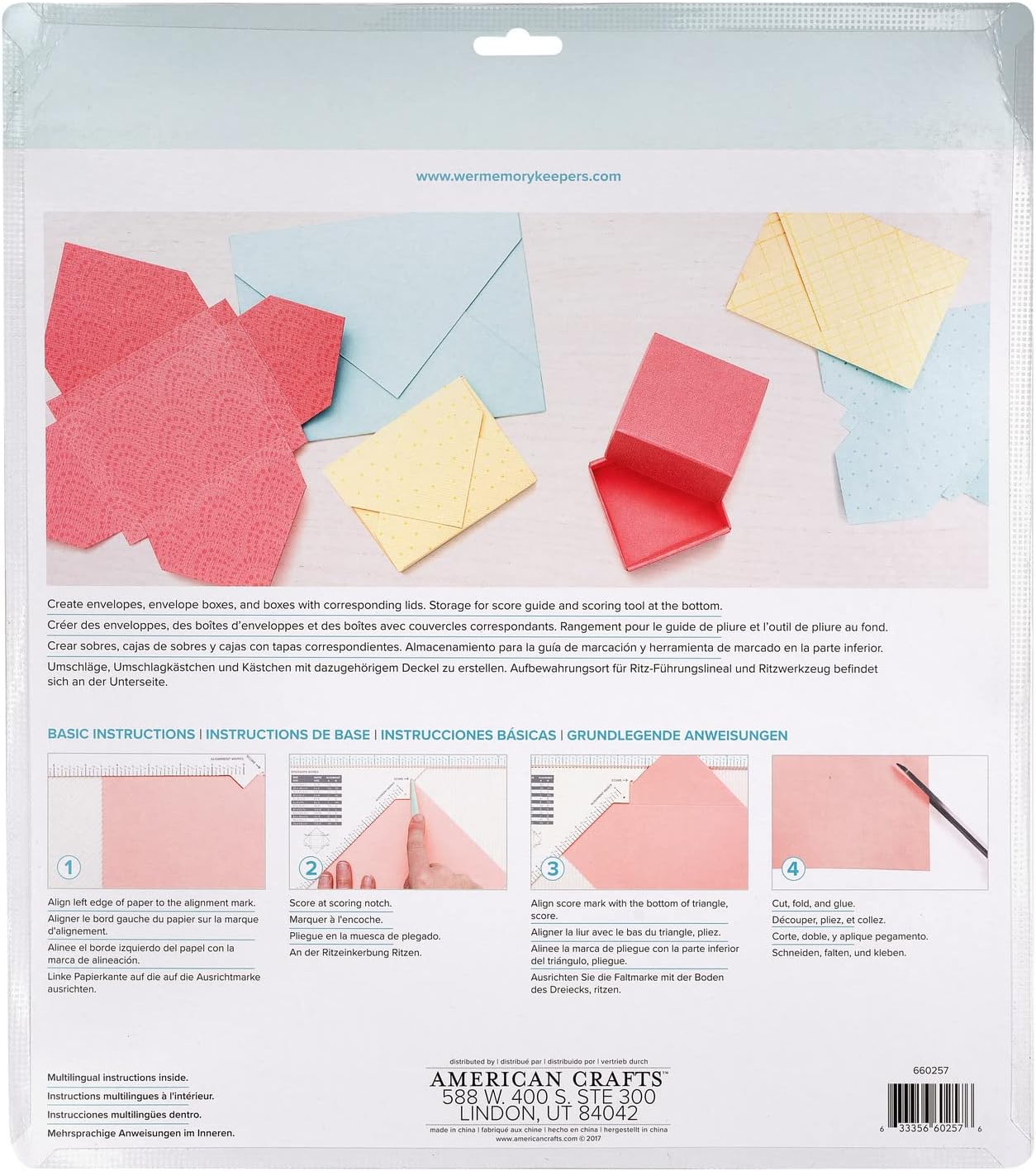 Back packaging of the We R Makers Basic Trim & Score Board.