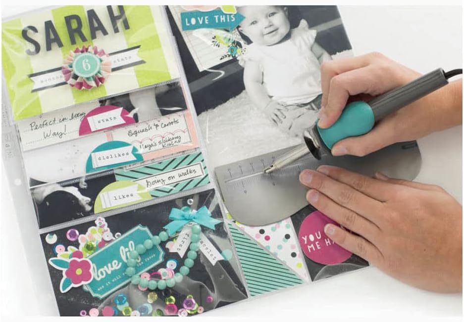 Lifestle image of a person using the We R Makers Fuse 4 Piece Decorative Tips on an art project.