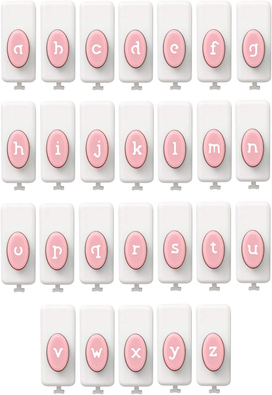 Picture of the punch letters in the We R Makers Lower Case Alphabet Punch Board.