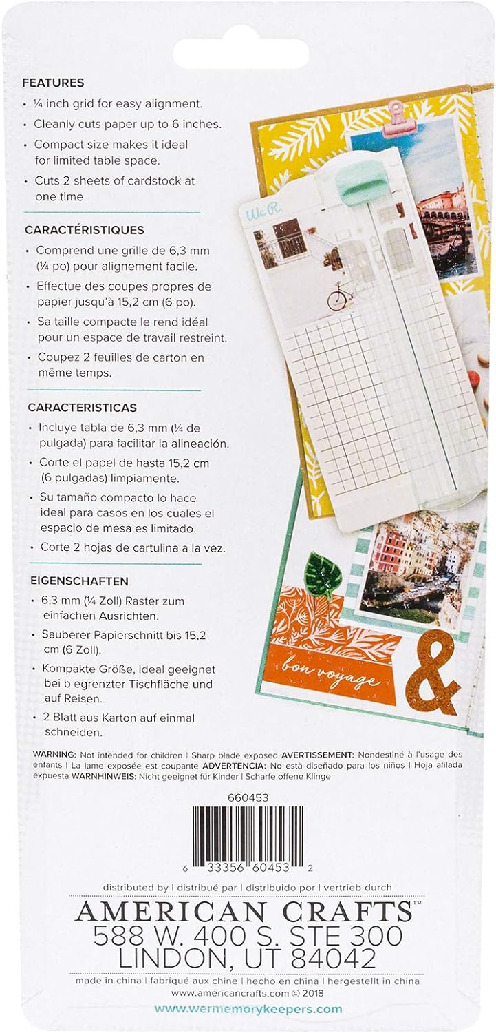 Back packaging of the We R Makers Mini Trimmer Tool.