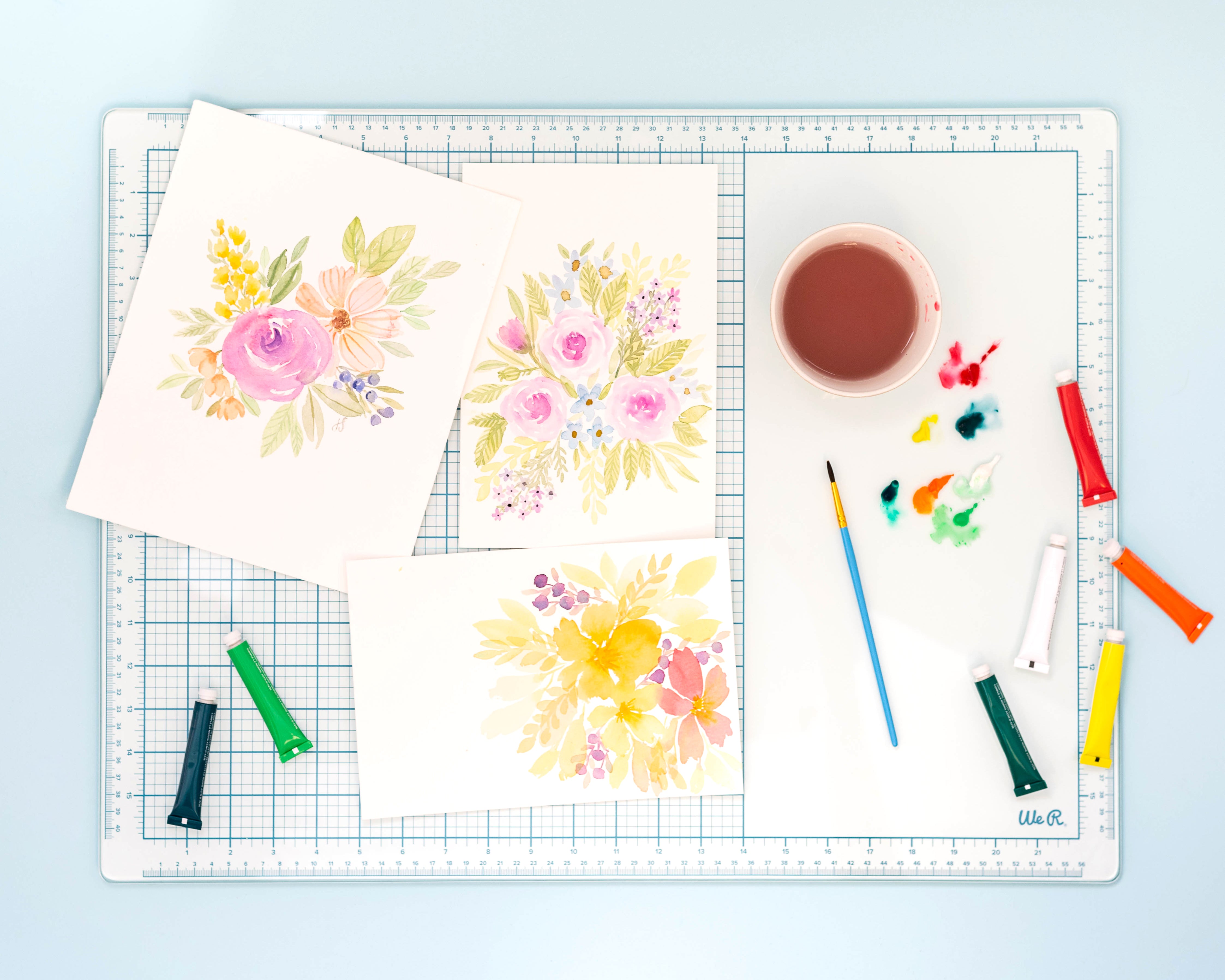 Image of the We R Makers Mixed Media 16x22 Glass Mat being used to create a craft.